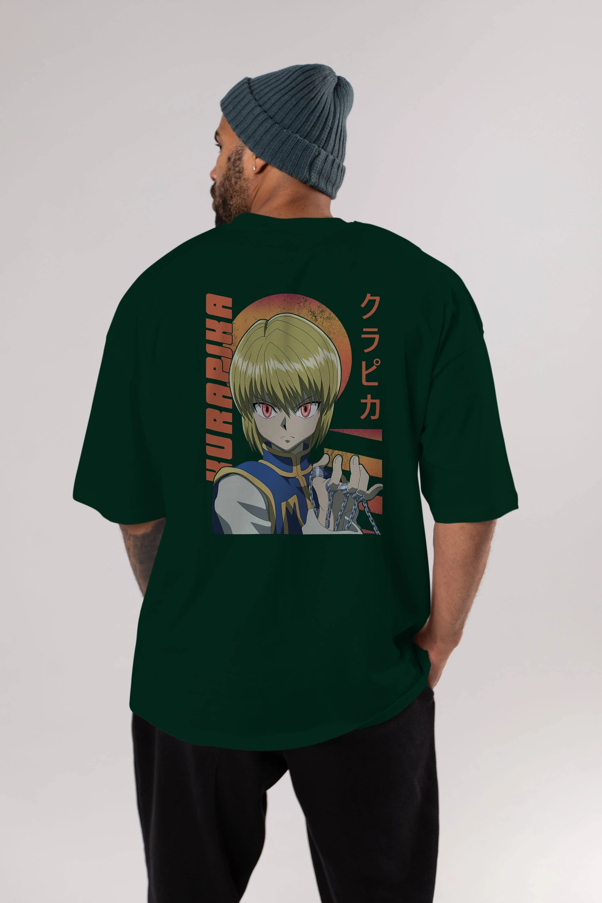 Kurapika 5 (2) Anime Arka Baskılı Oversize t-shirt Erkek Kadın Unisex