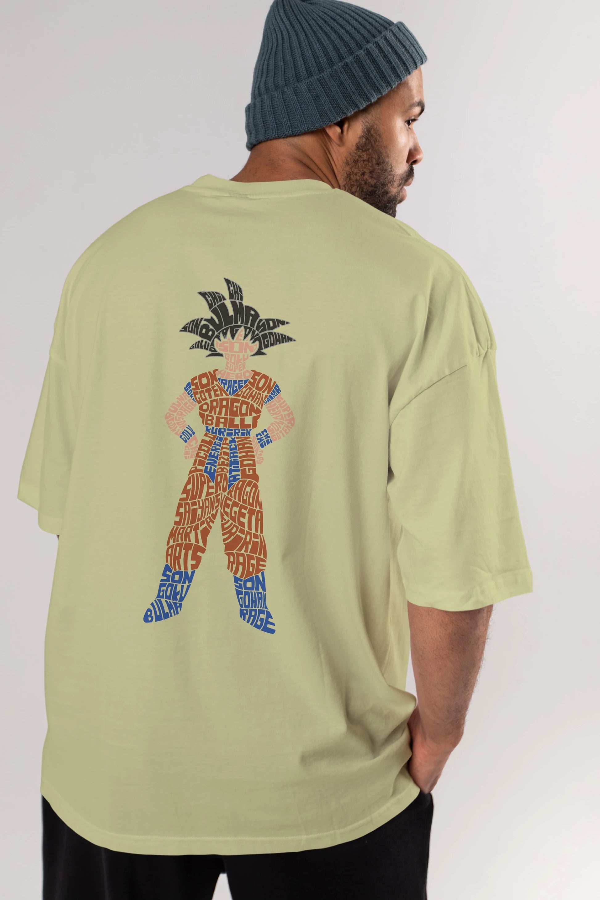 Goku Arka Baskılı Oversize t-shirt %100 pamuk Erkek Kadın Unisex