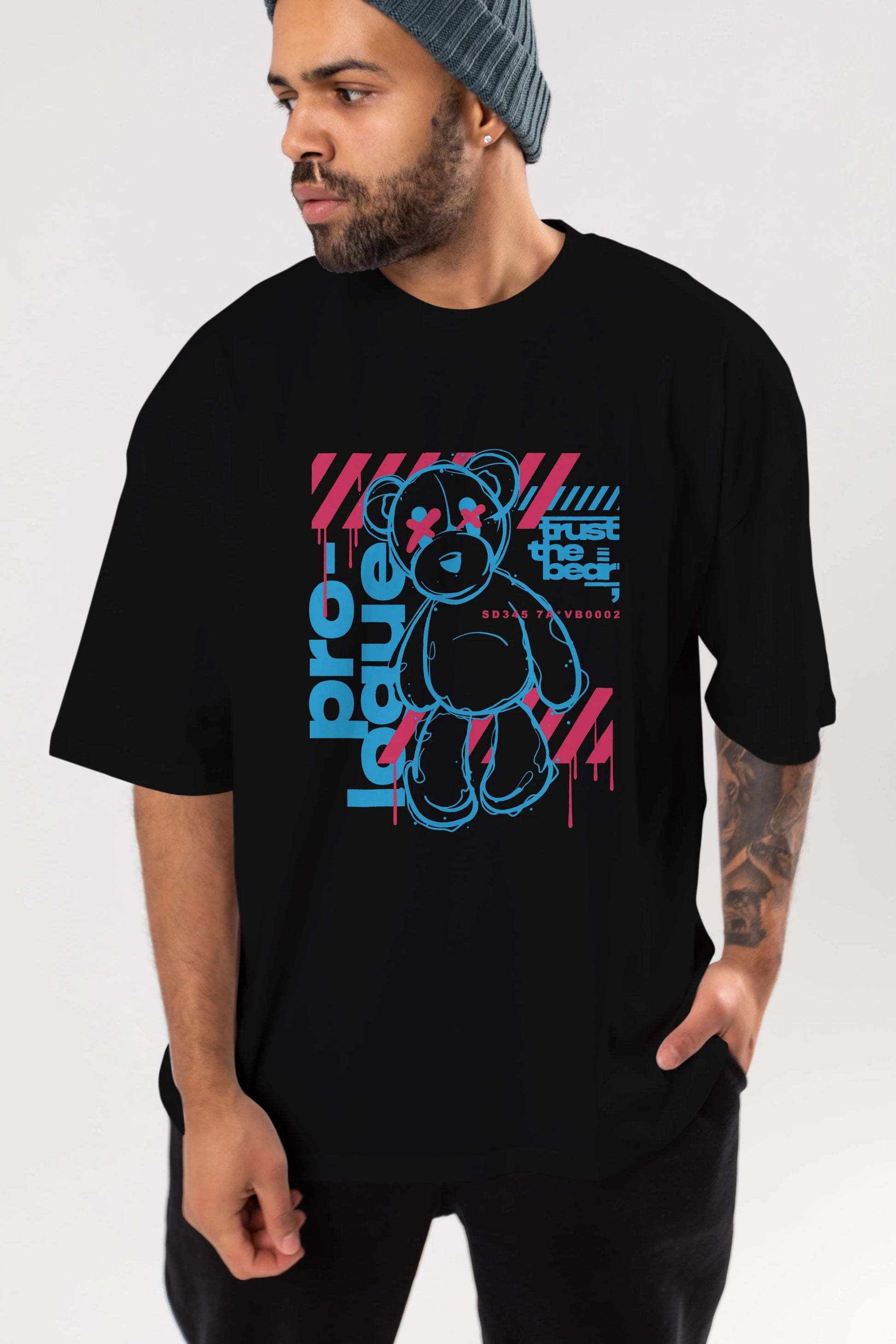 Trust The Bear Ön Baskılı Oversize t-shirt Erkek Kadın Unisex
