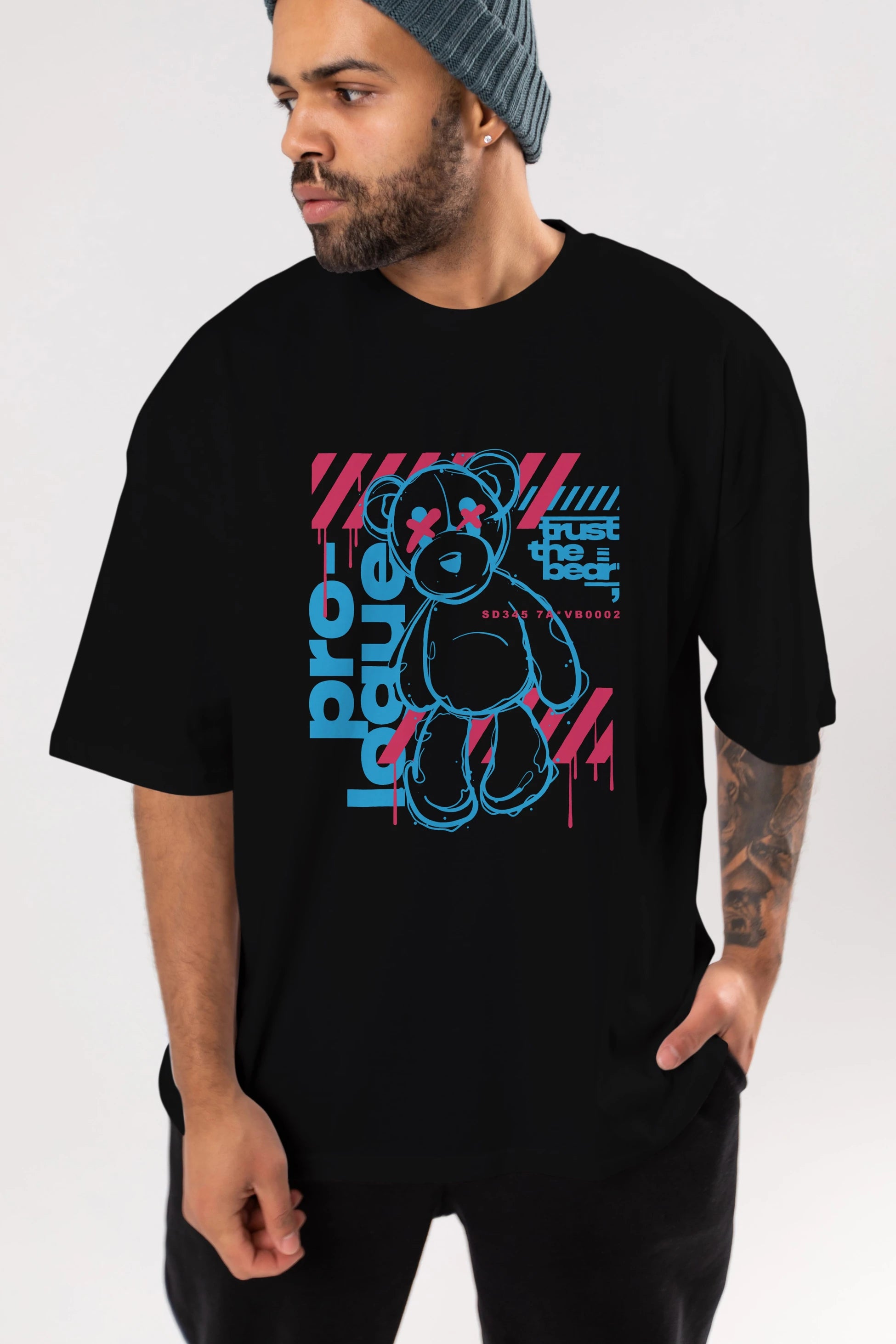 Trust The Bear Ön Baskılı Oversize t-shirt Erkek Kadın Unisex