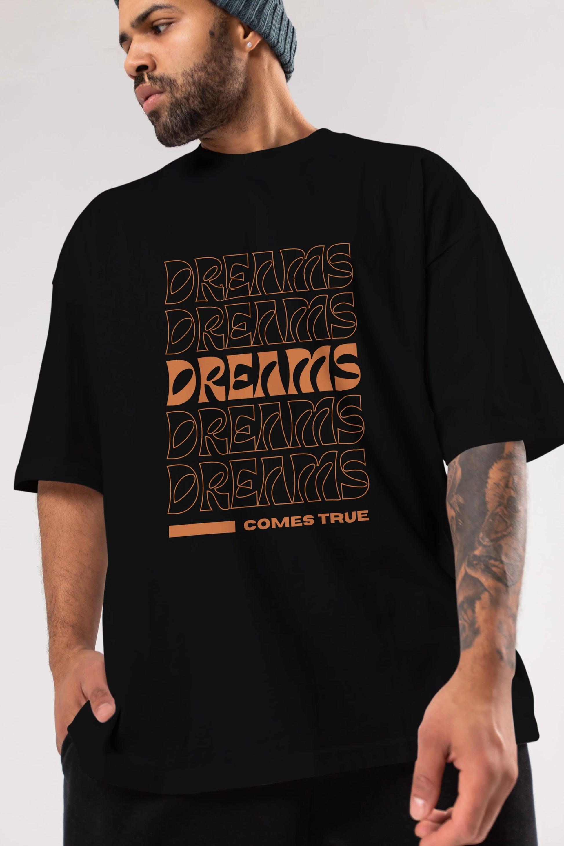 Dreams Yazılı Ön Baskılı Oversize t-shirt Erkek Kadın Unisex
