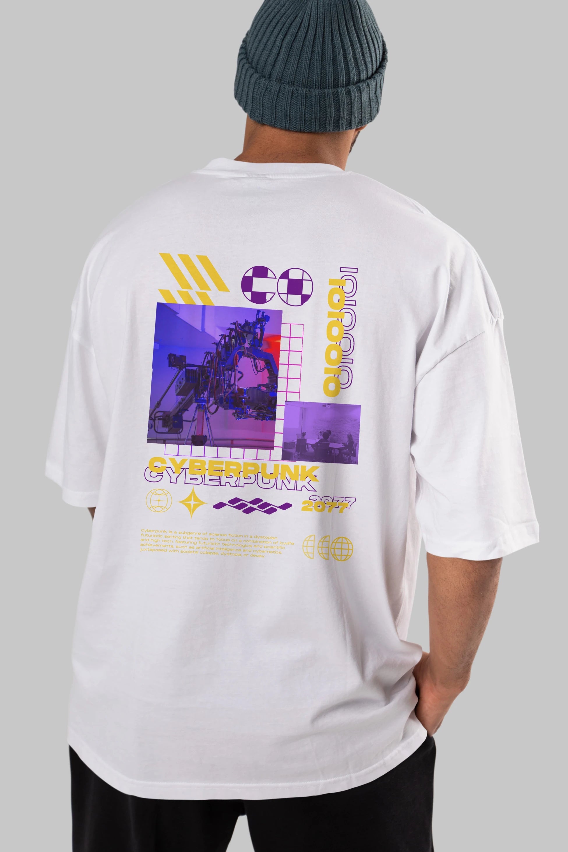 Cyberpunk Yazılı Arka Baskılı Oversize t-shirt Erkek Kadın Unisex