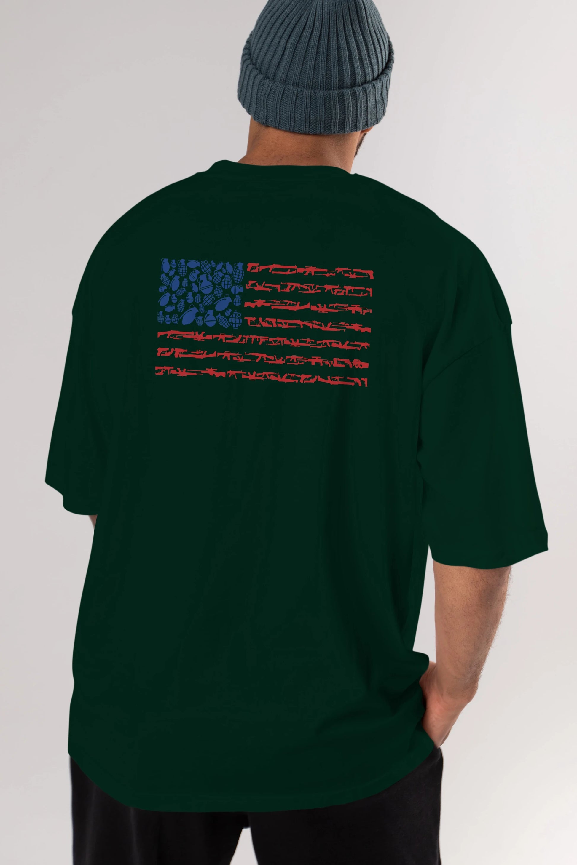 Weapon Flag Arka Baskılı Oversize t-shirt %100 pamuk Erkek Kadın Unisex