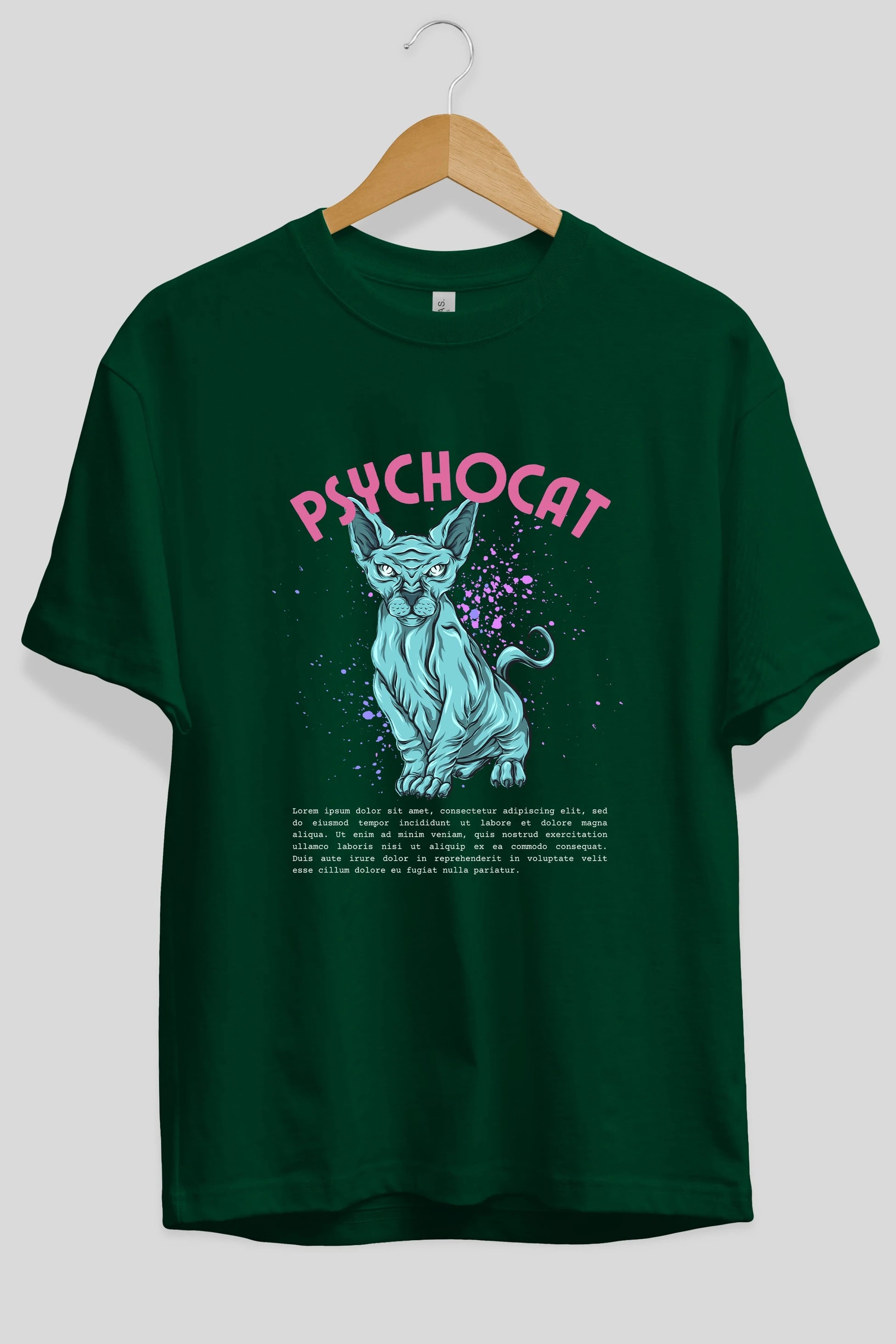 Psychocat Ön Baskılı Oversize t-shirt Erkek Kadın Unisex