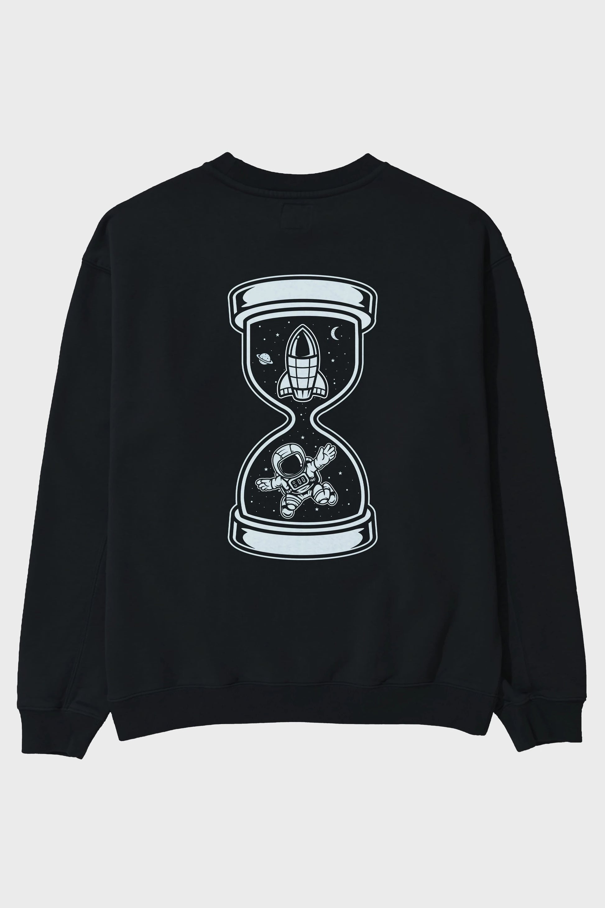 Astronaut Time Arka Baskılı Oversize Sweatshirt Erkek Kadın Unisex
