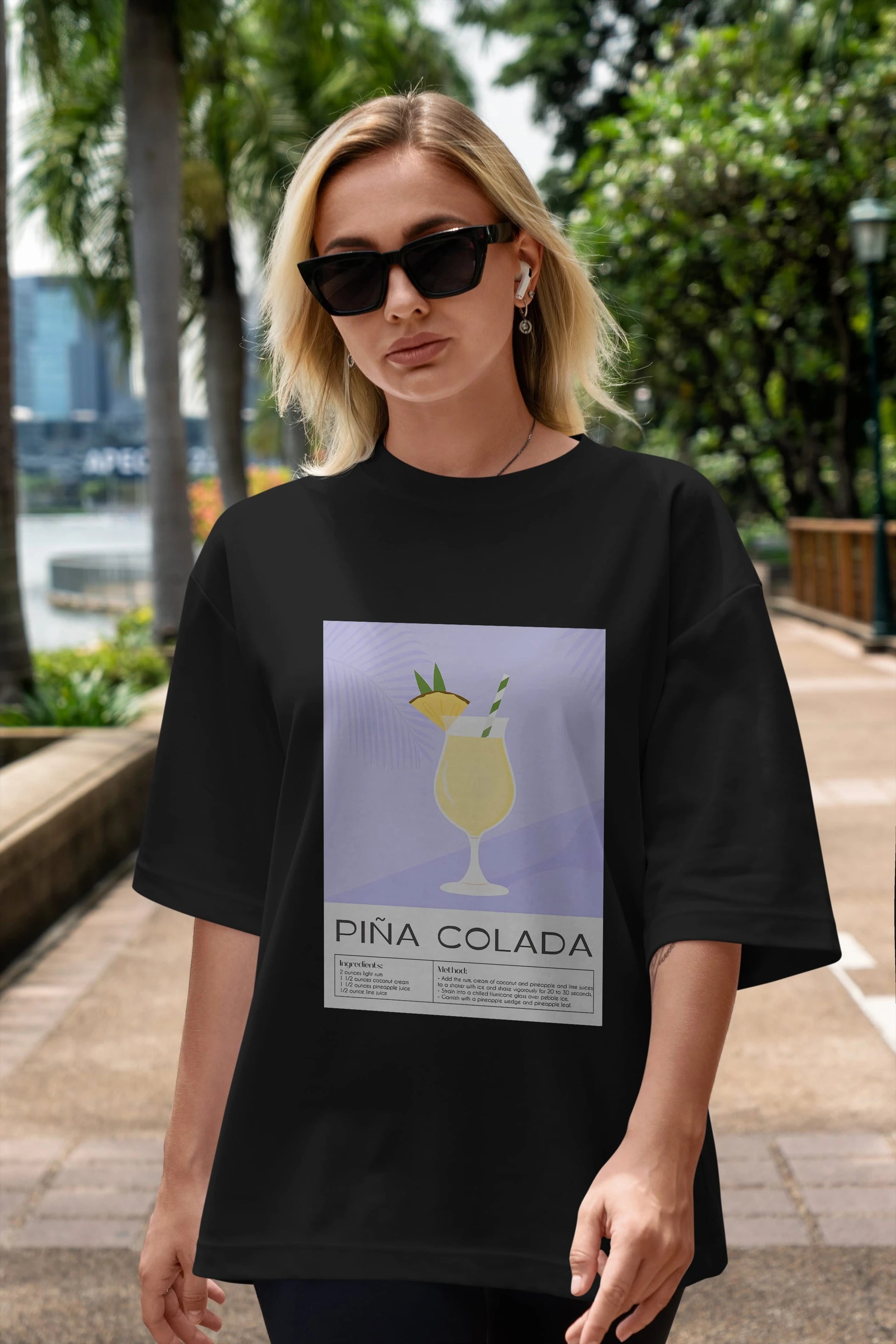 PIna Colada 6 Ön Baskılı Oversize t-shirt Erkek Kadın Unisex %100 Pamuk Bisiklet Yaka tişort