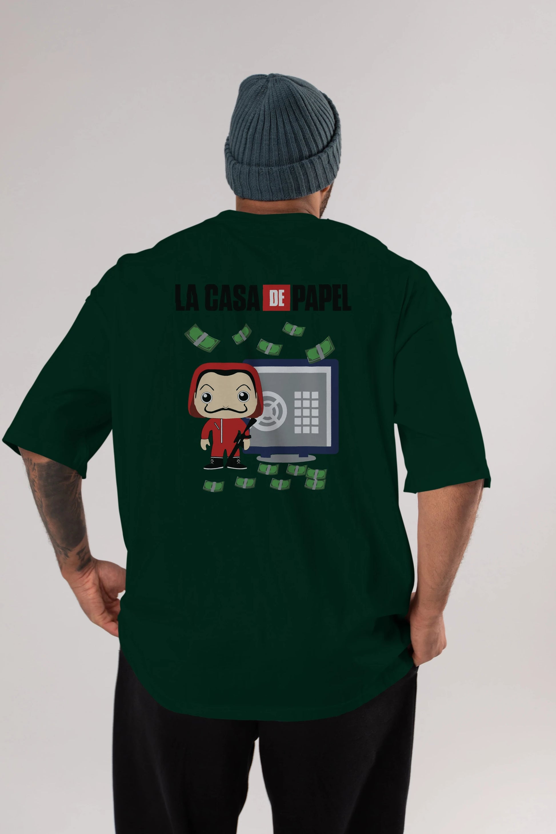 La Casa De Papel (4) Arka Baskılı Oversize t-shirt Erkek Kadın Unisex %100 Pamuk Bisiklet Yaka tişort