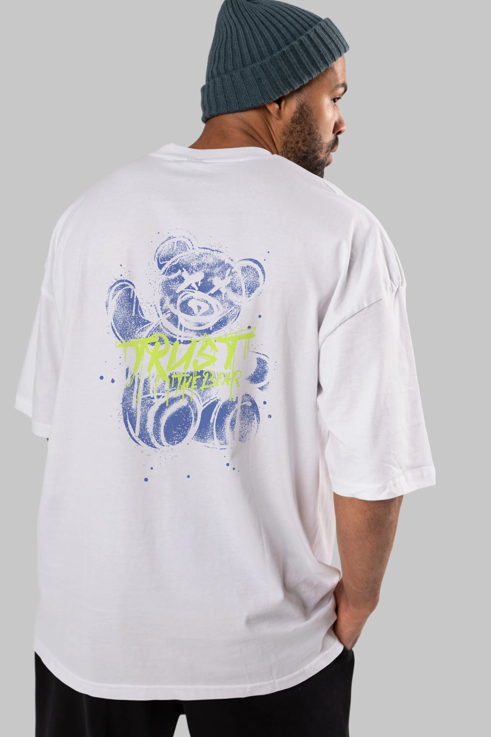 Trust The Bear 4 Arka Baskılı Oversize t-shirt Erkek Kadın Unisex