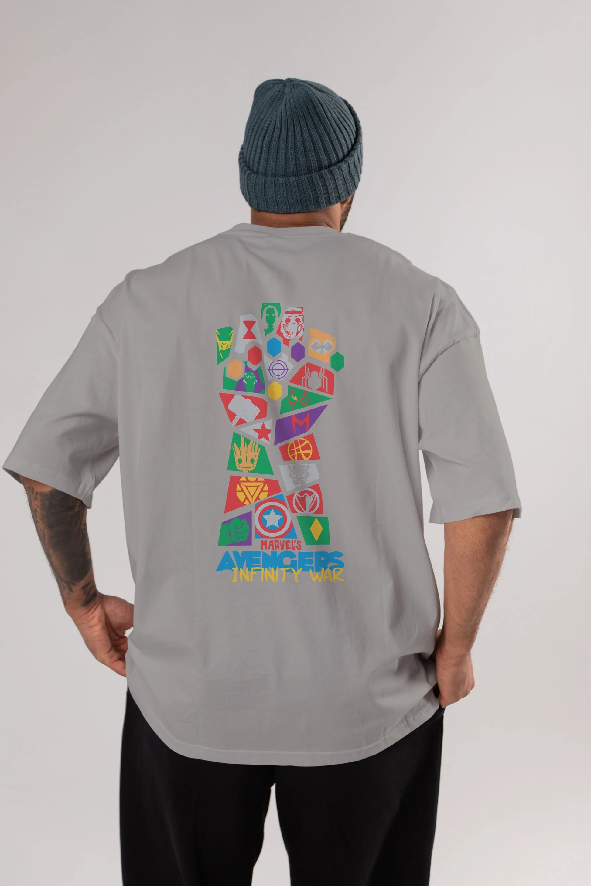 The Avengers Arka Baskılı Oversize t-shirt Erkek Kadın Unisex %100 Pamuk Bisiklet Yaka tişort