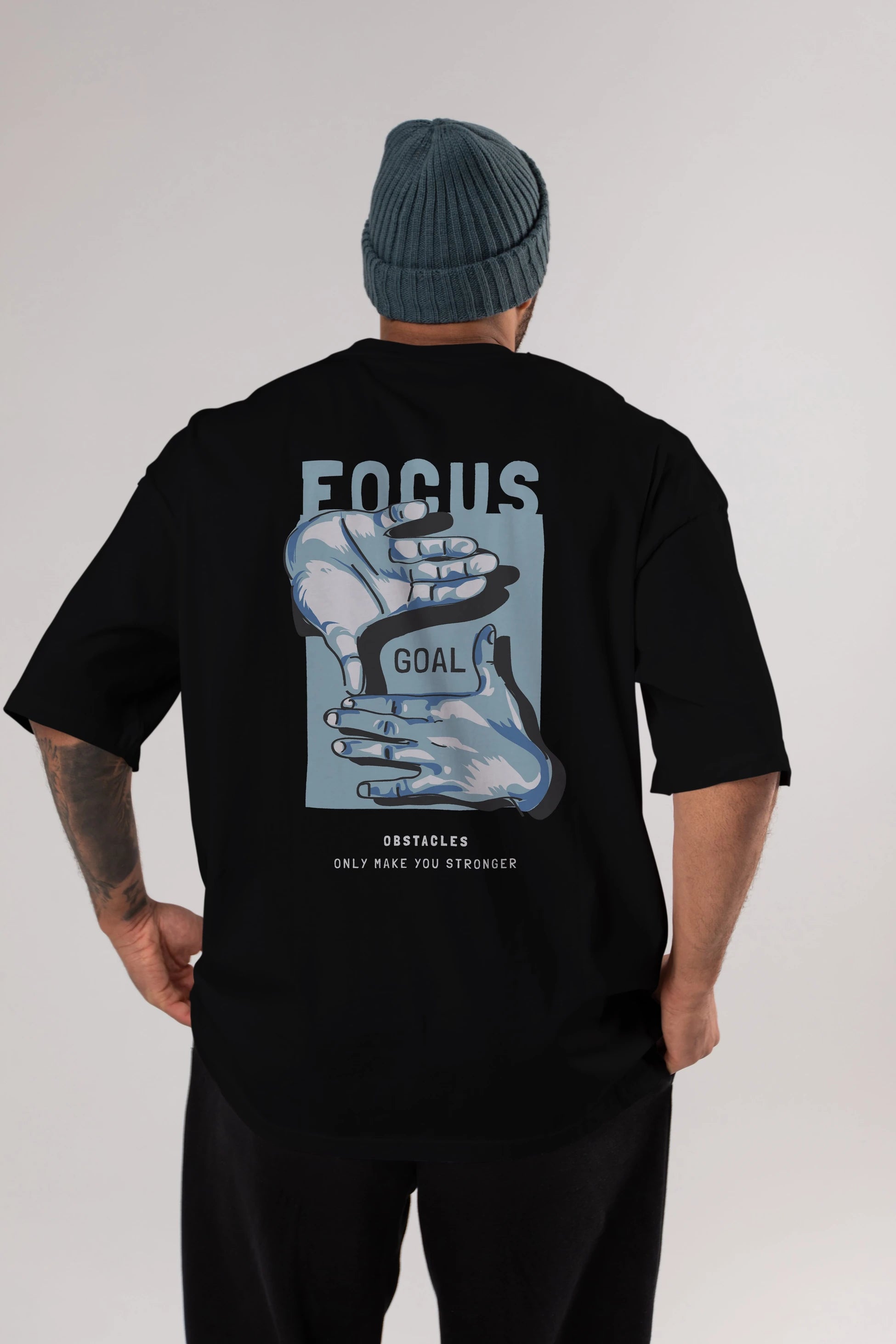 Focus Goal Arka Baskılı Oversize t-shirt Erkek Kadın Unisex