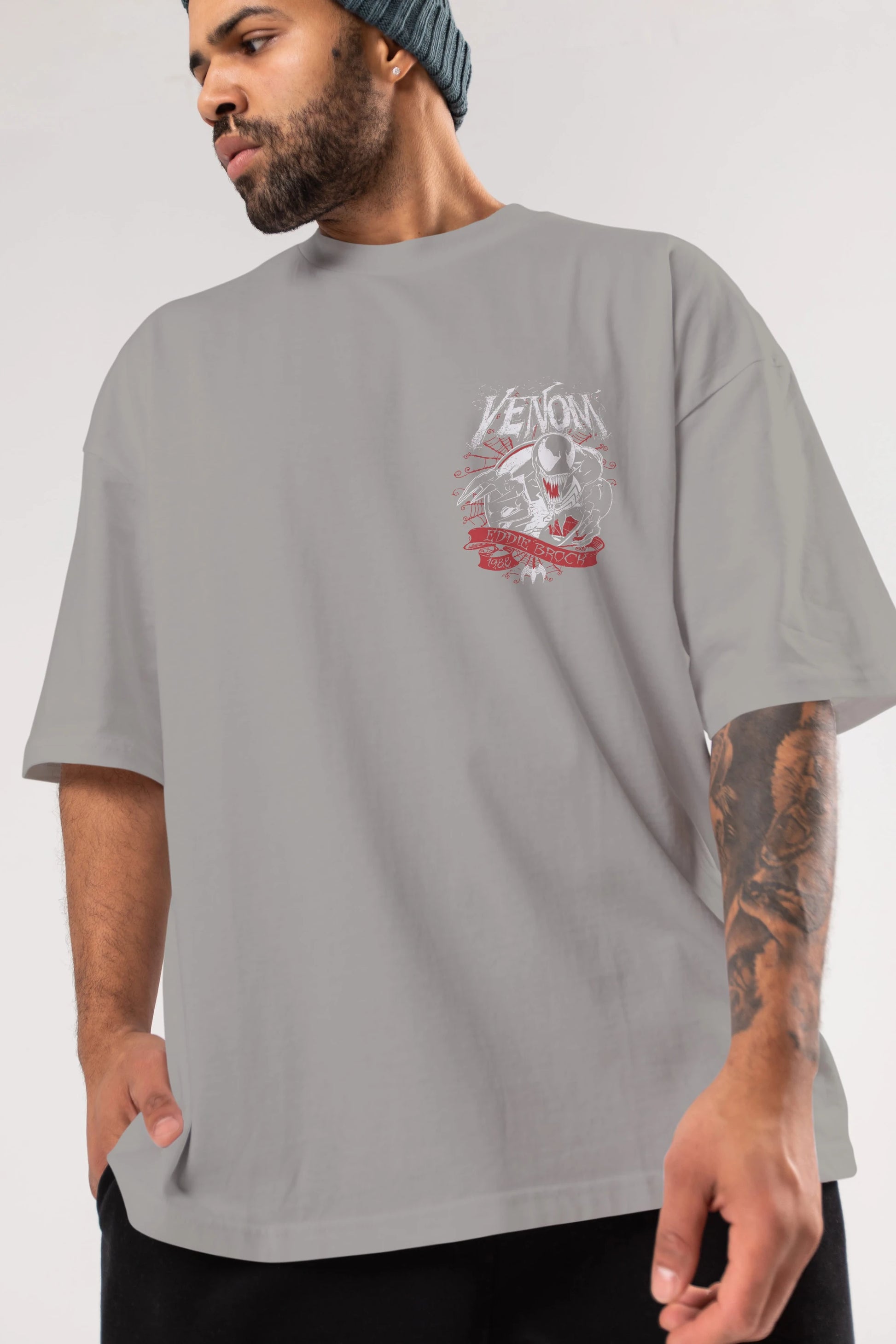 Venom (11) Ön Sol Baskılı Oversize t-shirt Erkek Kadın Unisex %100 Pamuk Bisiklet Yaka tişort