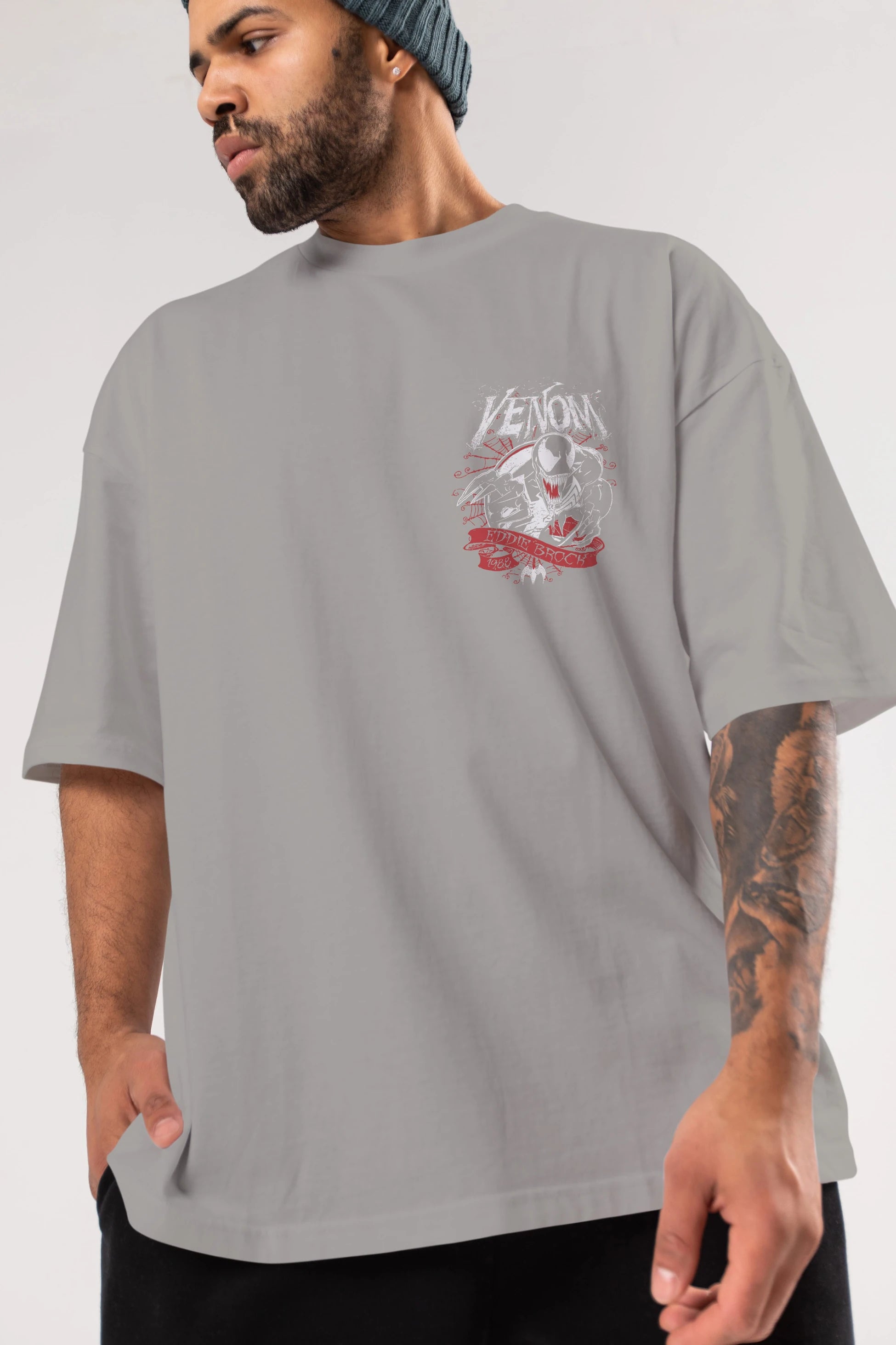 Venom (11) Ön Sol Baskılı Oversize t-shirt Erkek Kadın Unisex %100 Pamuk Bisiklet Yaka tişort
