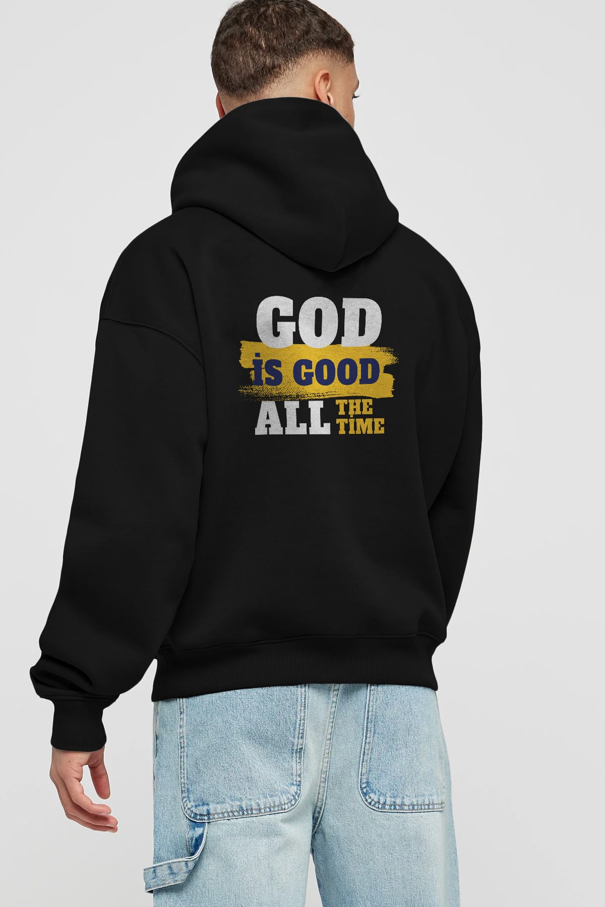 God is Good Yazılı Arka Baskılı Oversize Hoodie Kapüşonlu Sweatshirt Erkek Kadın Unisex