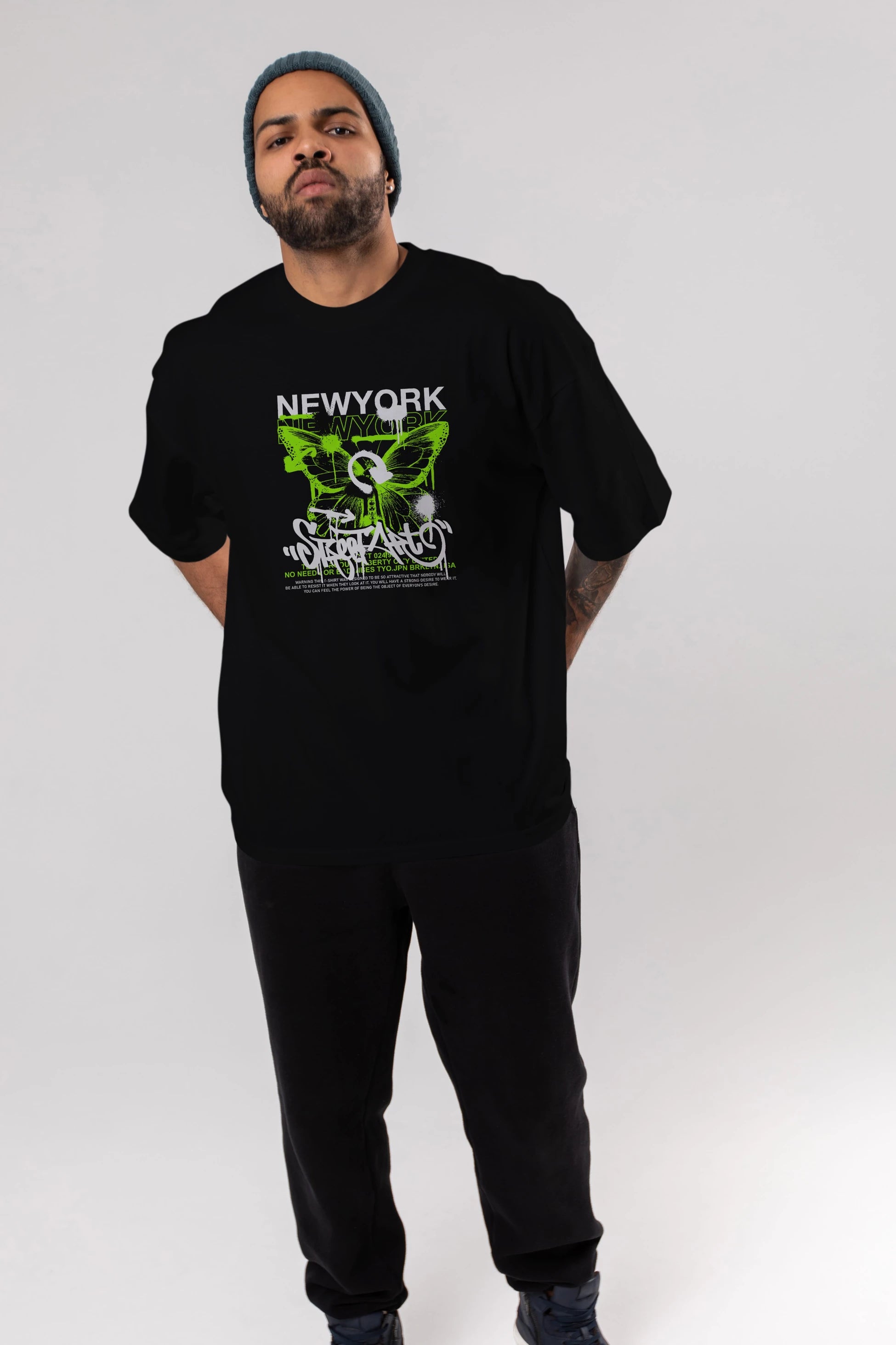New York Street Style Ön Baskılı Oversize t-shirt Erkek Kadın Unisex
