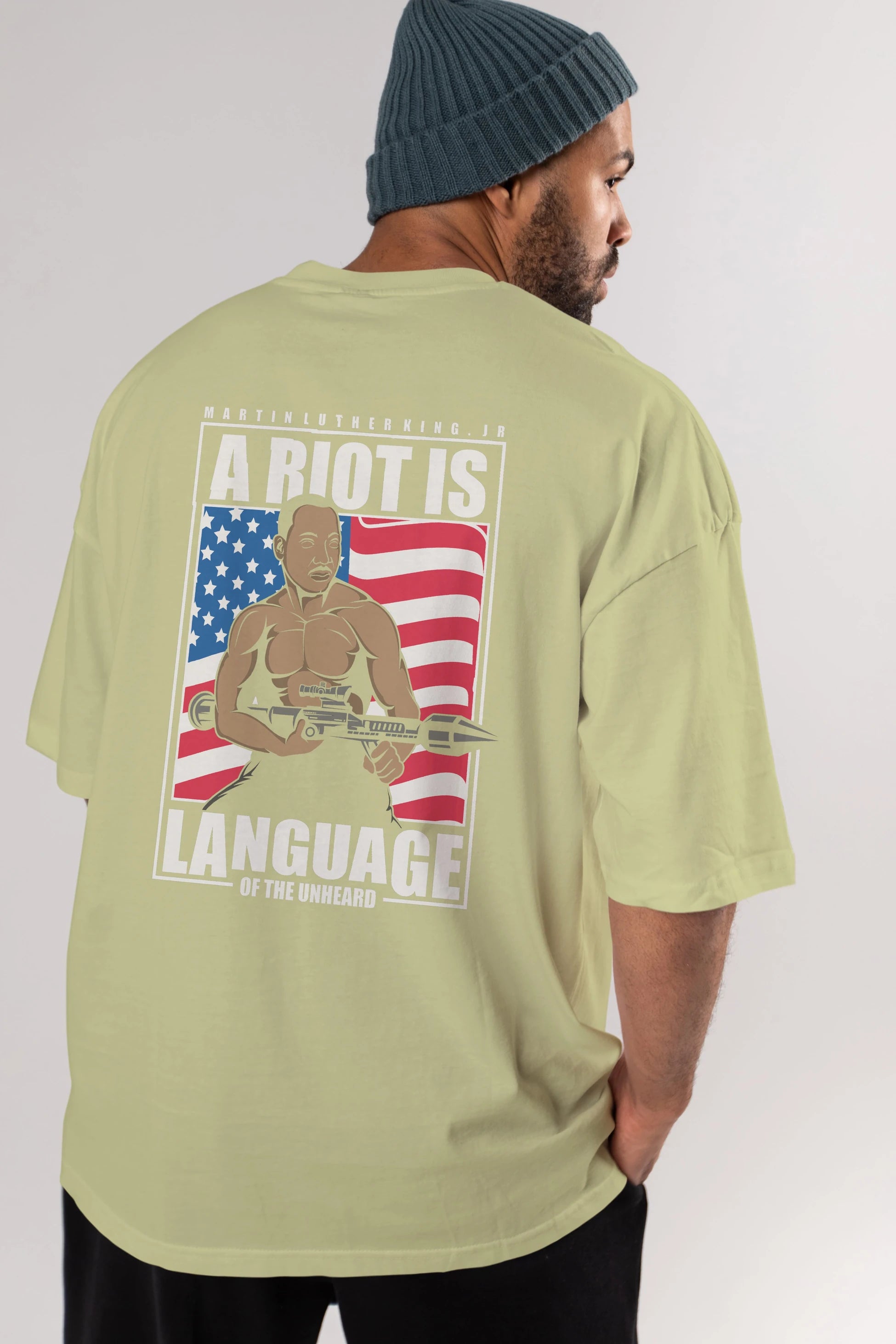Luther King Jr Rambo Arka Baskılı Oversize t-shirt Erkek Kadın Unisex %100 Pamuk tişort