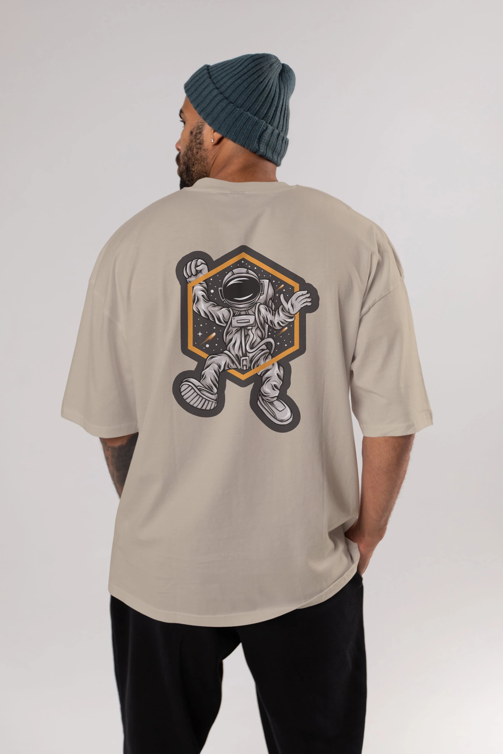 Astrofun Sticker Arka Baskılı Oversize t-shirt Erkek Kadın Unisex