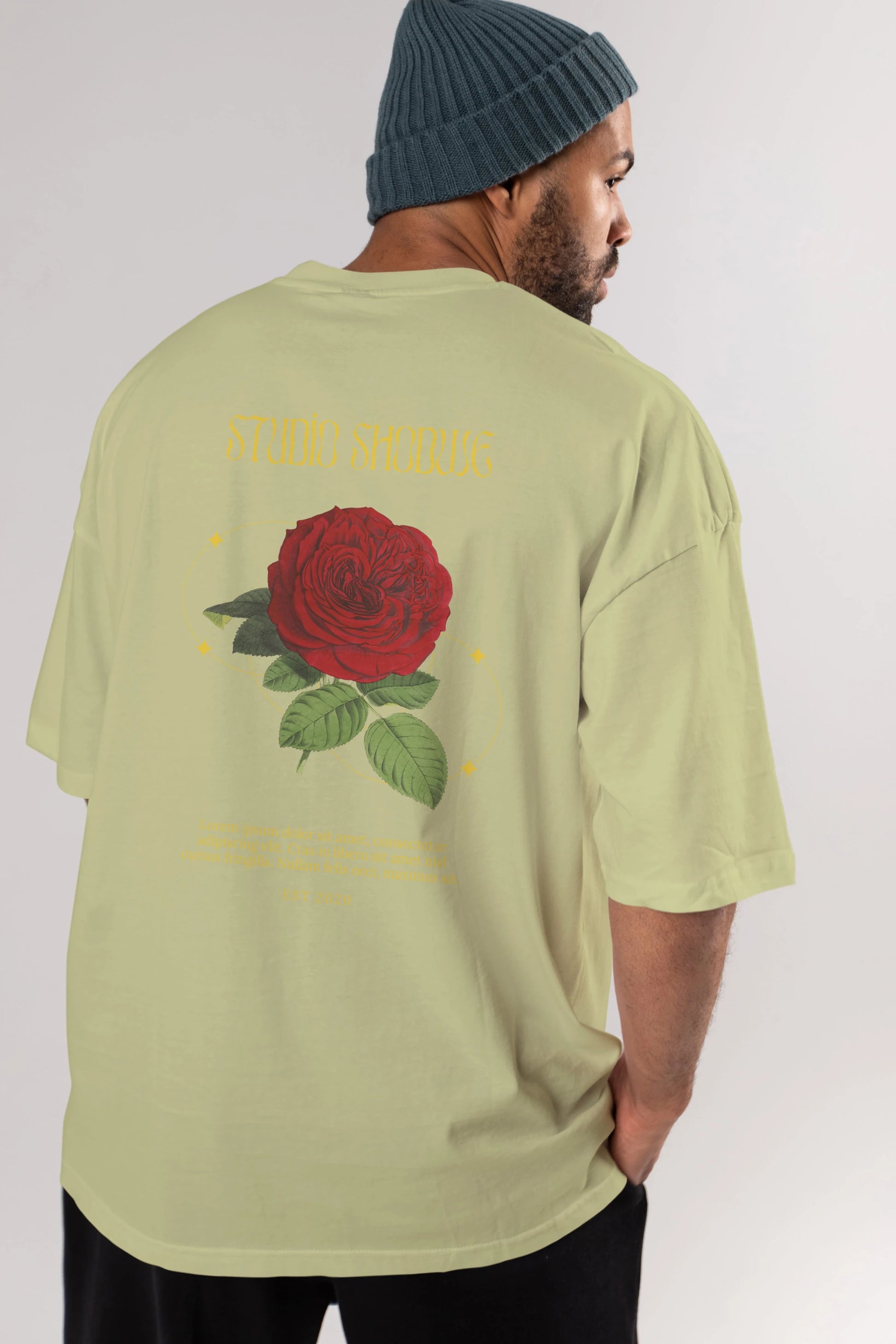 Studio Shodwe Rose Arka Baskılı Oversize t-shirt Erkek Kadın Unisex