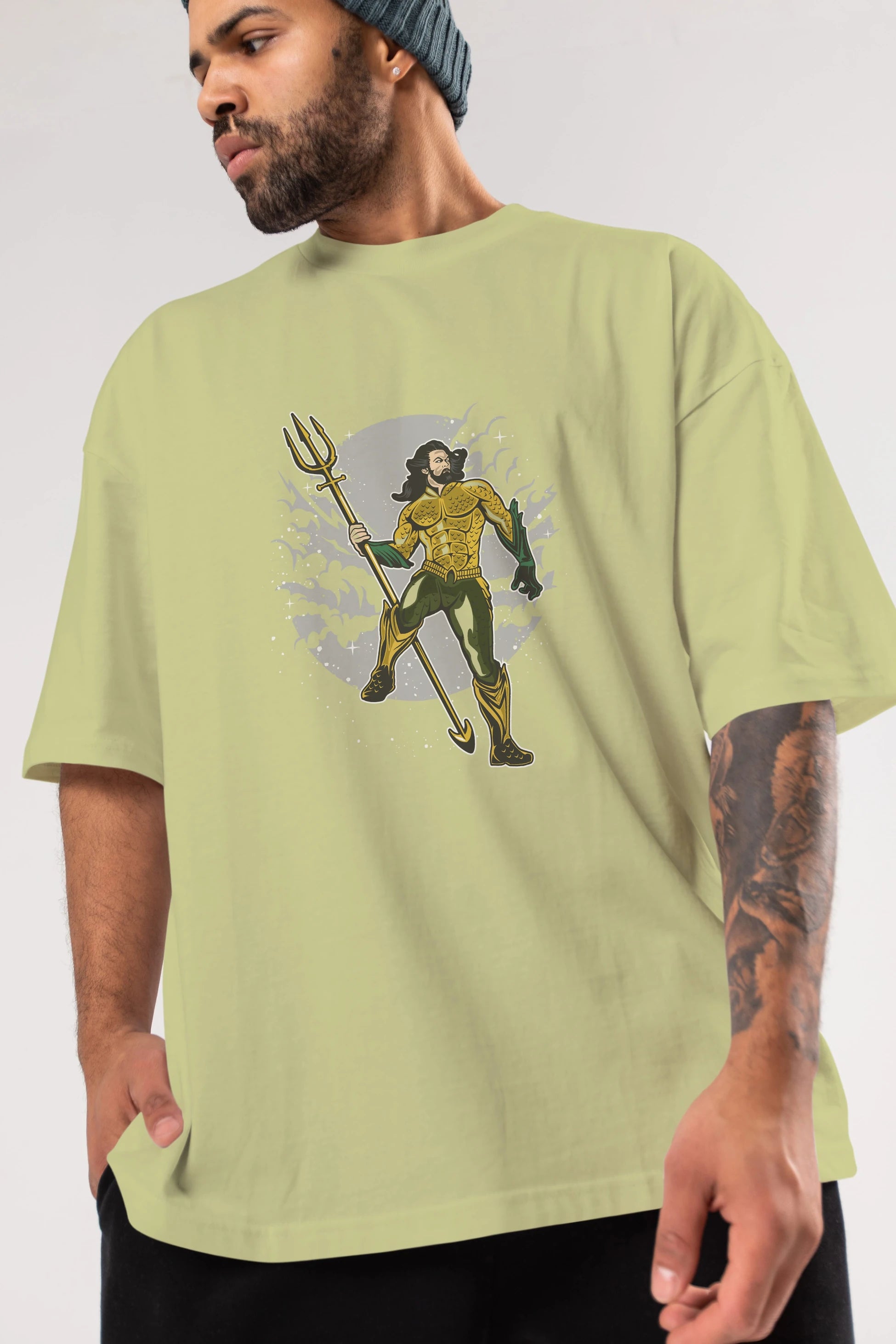 AQUAMAN Ön Baskılı Oversize t-shirt Erkek Kadın Unisex %100 Pamuk tişort