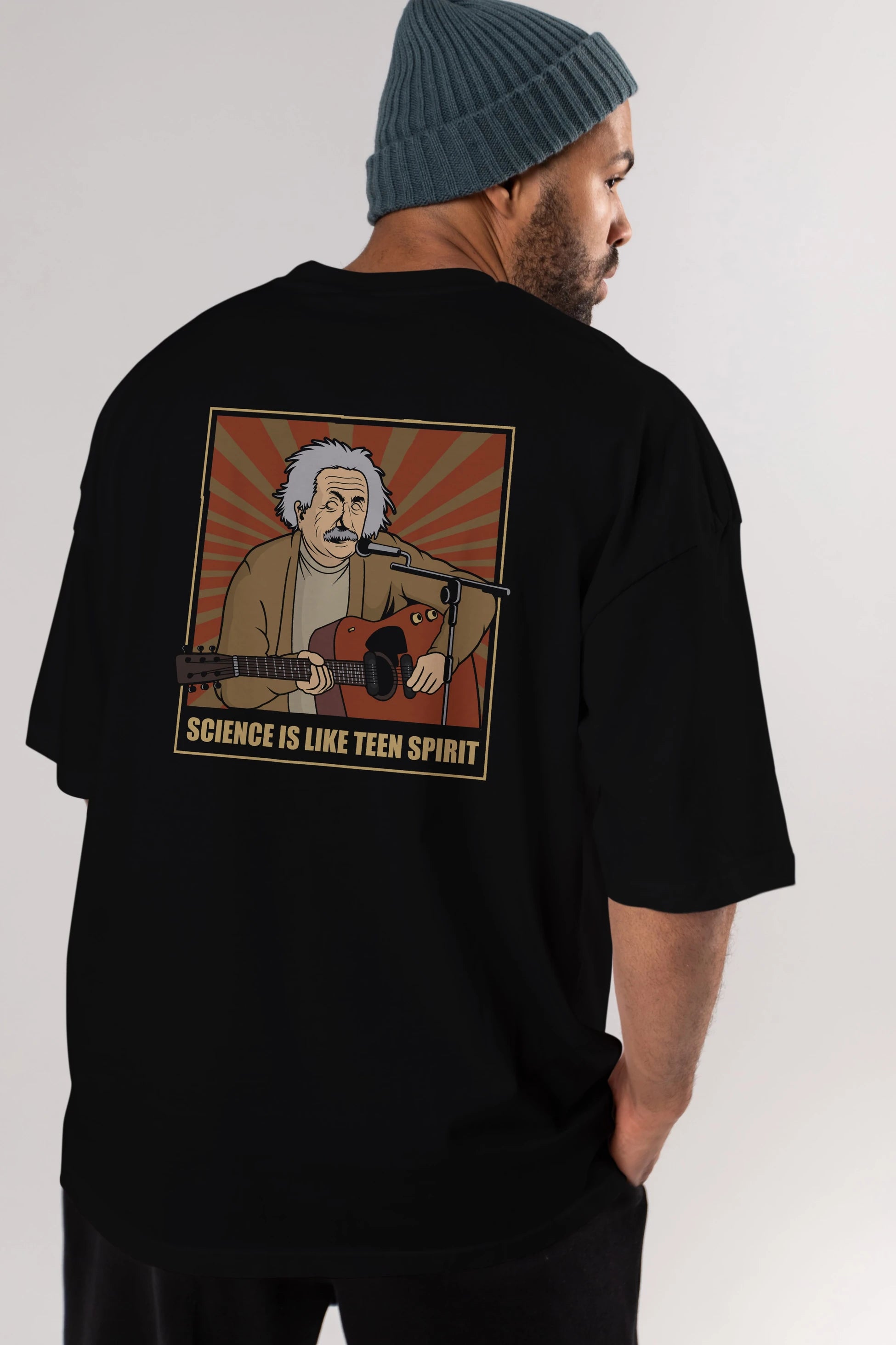 Kurt Einstein Arka Baskılı Oversize t-shirt Erkek Kadın Unisex %100 Pamuk tişort
