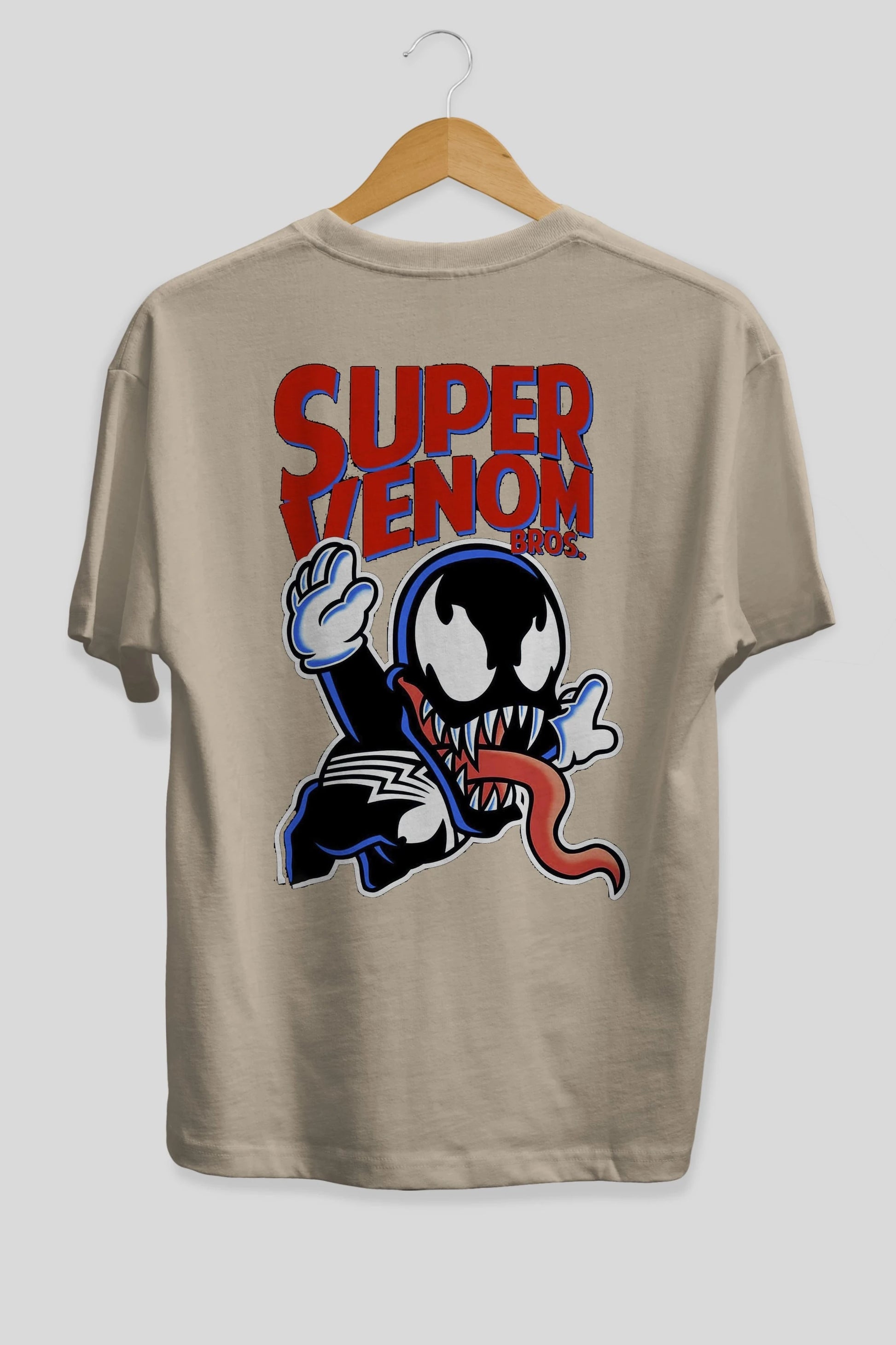 Super Venom Arka Baskılı Oversize t-shirt Erkek Kadın Unisex %100 Pamuk Bisiklet Yaka tişort