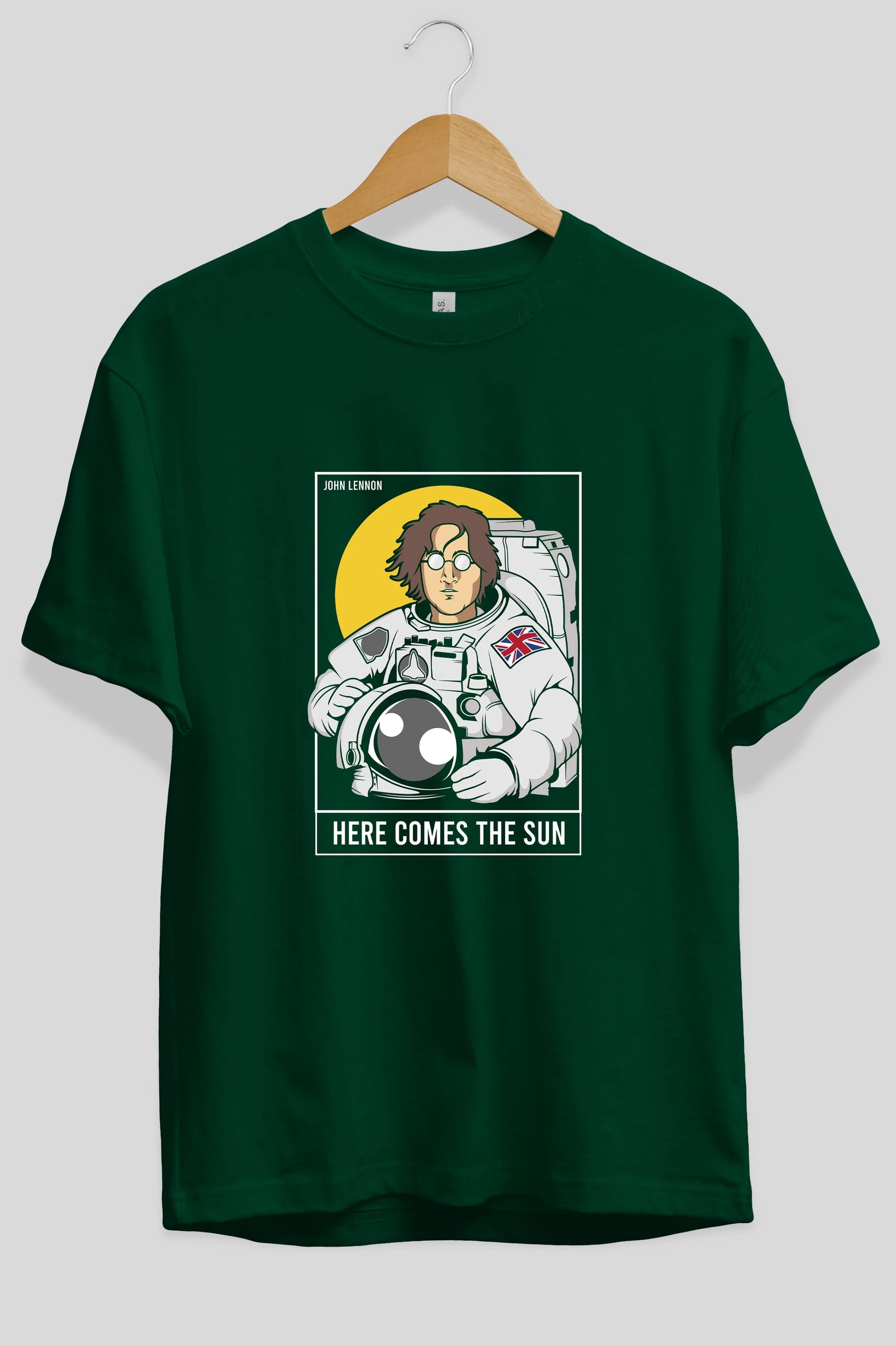 John Lennon Astronot Ön Baskılı Oversize t-shirt Erkek Kadın Unisex %100 Pamuk tişort