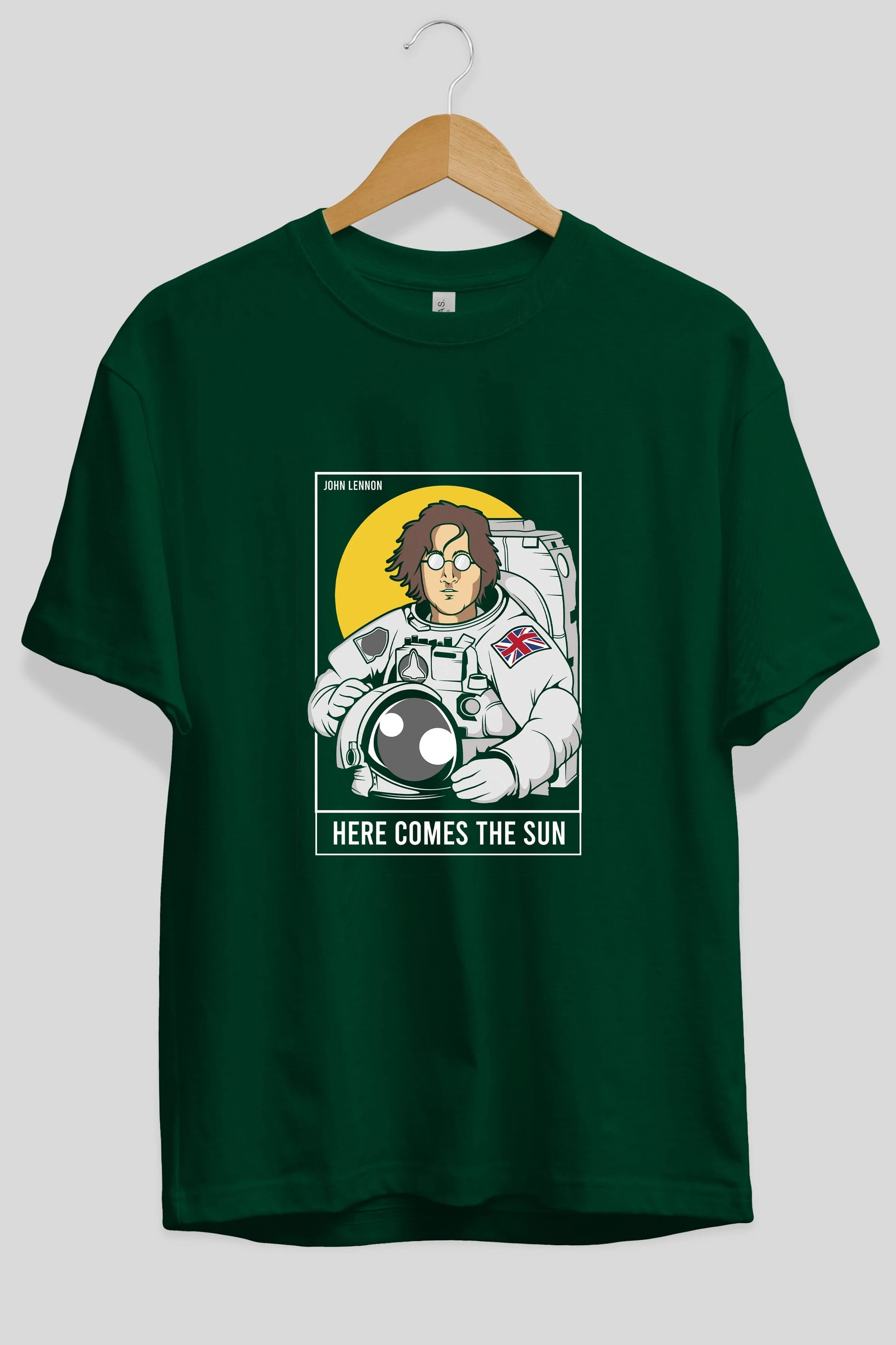John Lennon Astronot Ön Baskılı Oversize t-shirt Erkek Kadın Unisex %100 Pamuk tişort