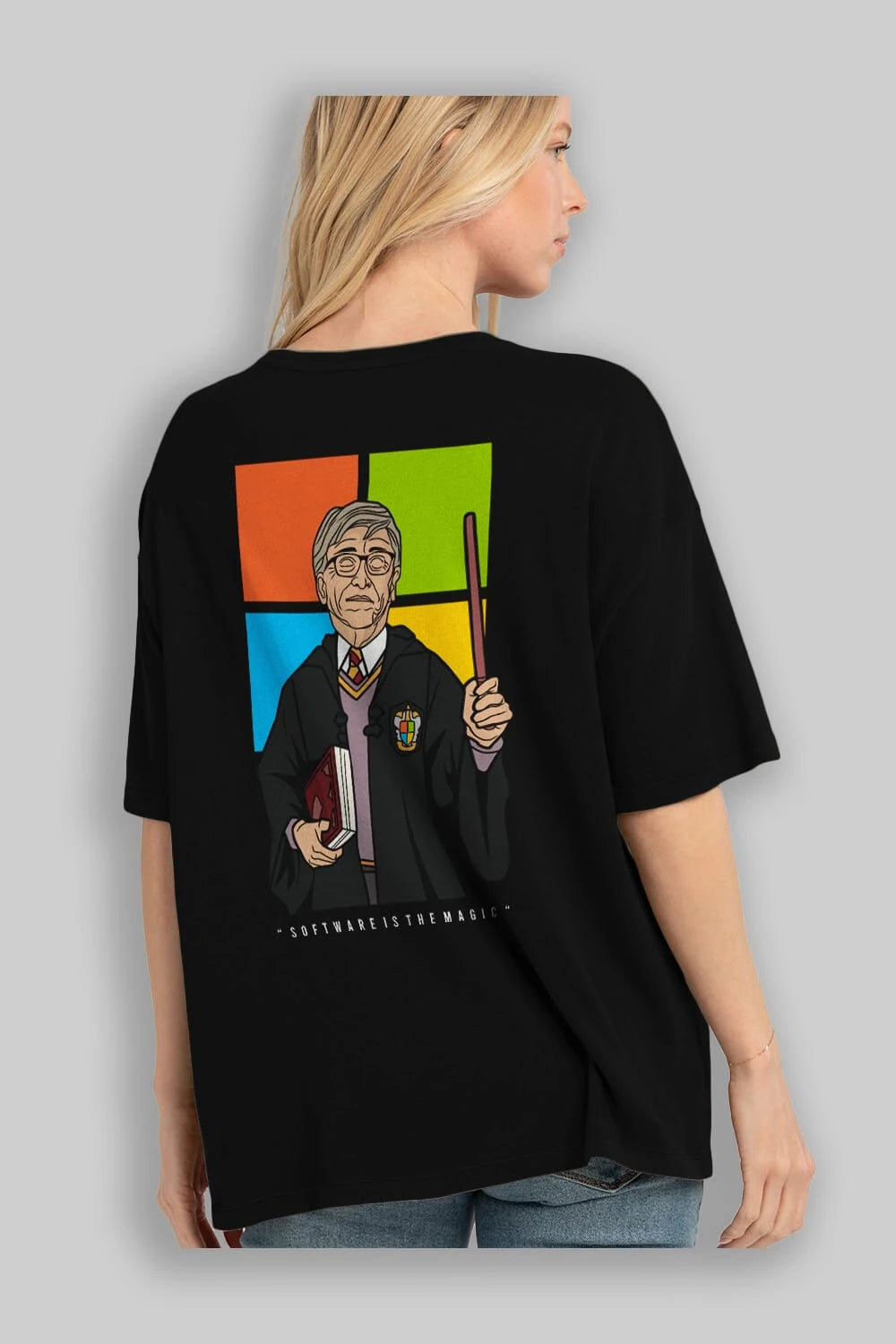 Harry Potter Gates Arka Baskılı Oversize t-shirt Erkek Kadın Unisex %100 Pamuk tişort