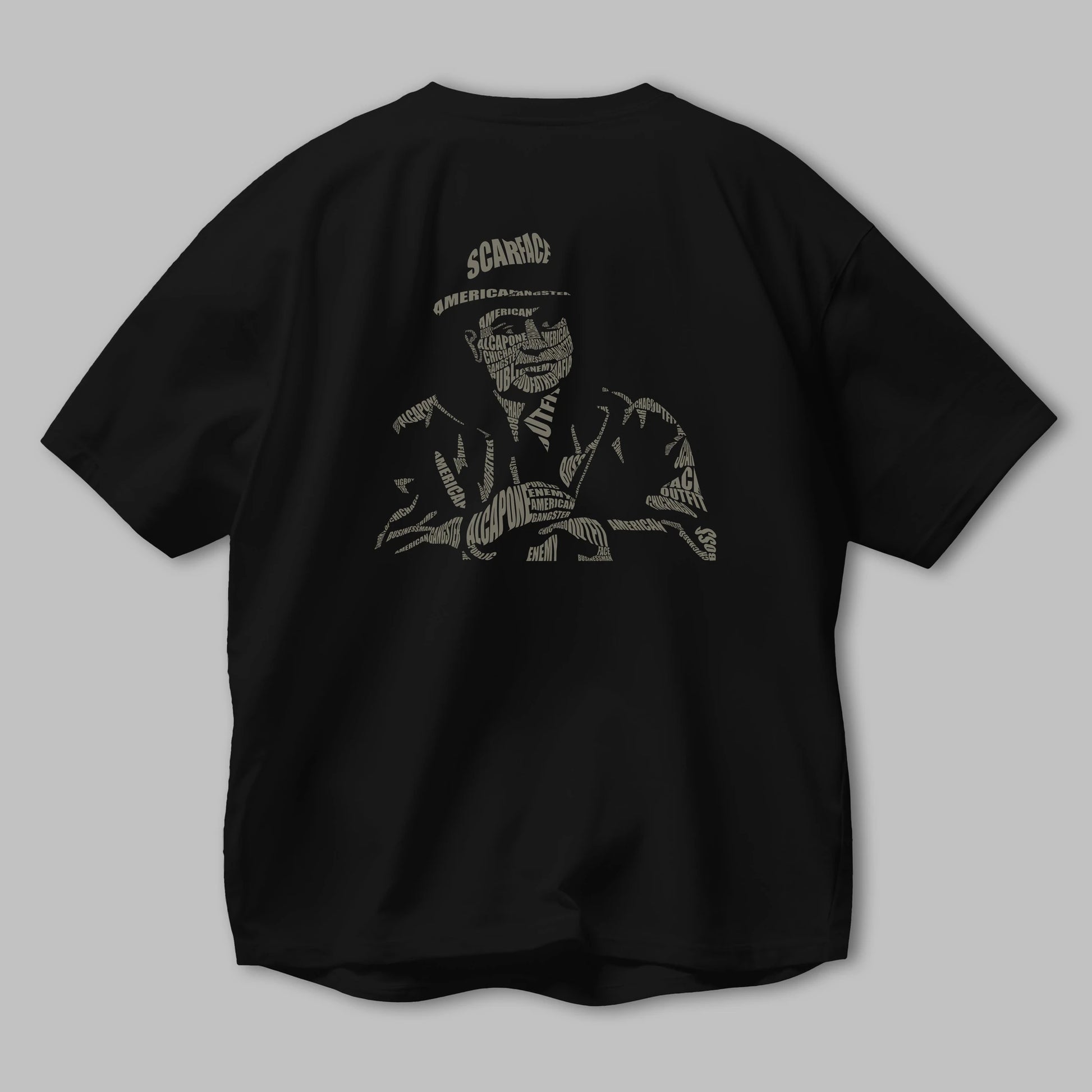 Al Capone Calligram Arka Baskılı Oversize t-shirt %100 pamuk Erkek Kadın Unisex