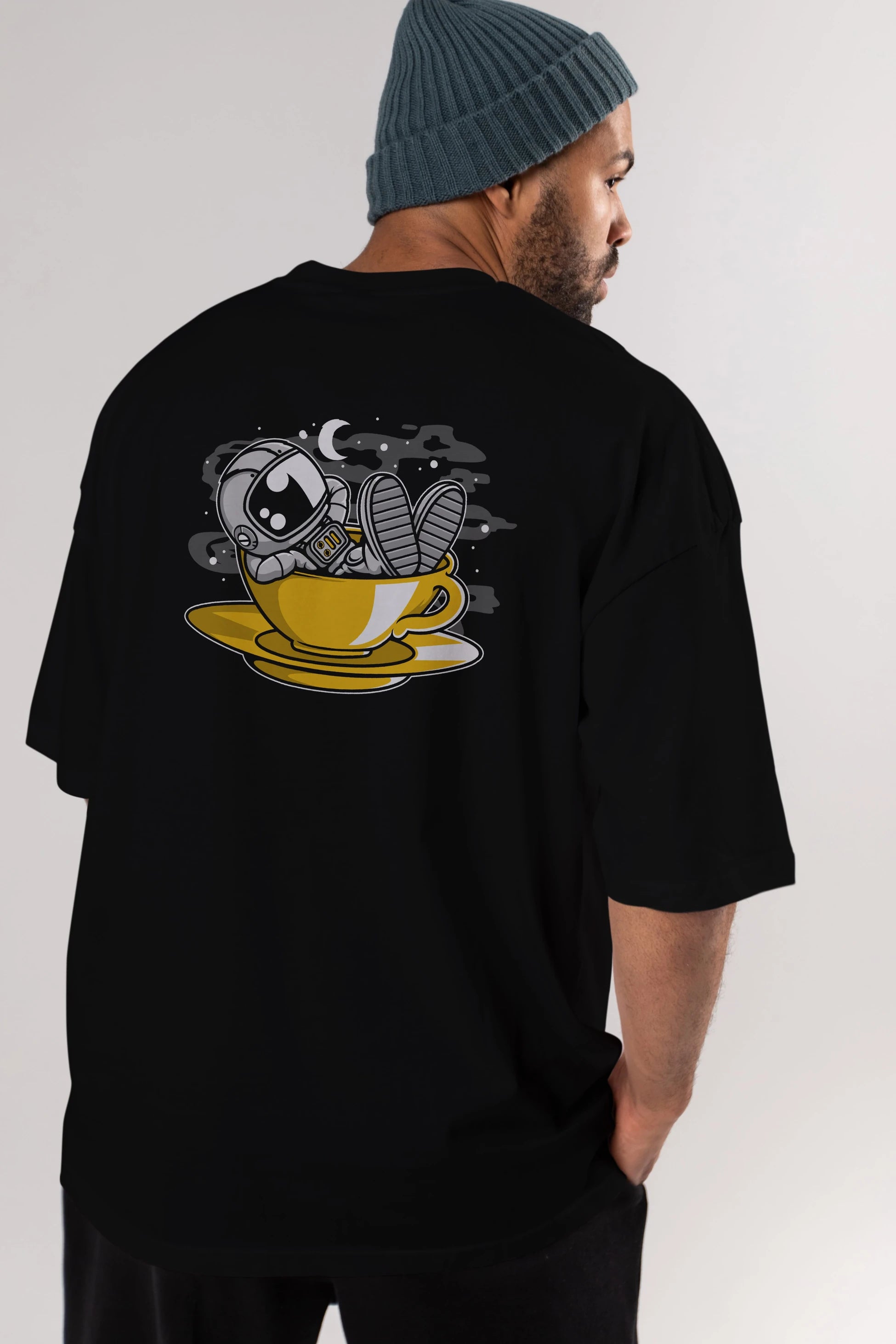 Astronaut Relax Arka Baskılı Oversize t-shirt Erkek Kadın Unisex