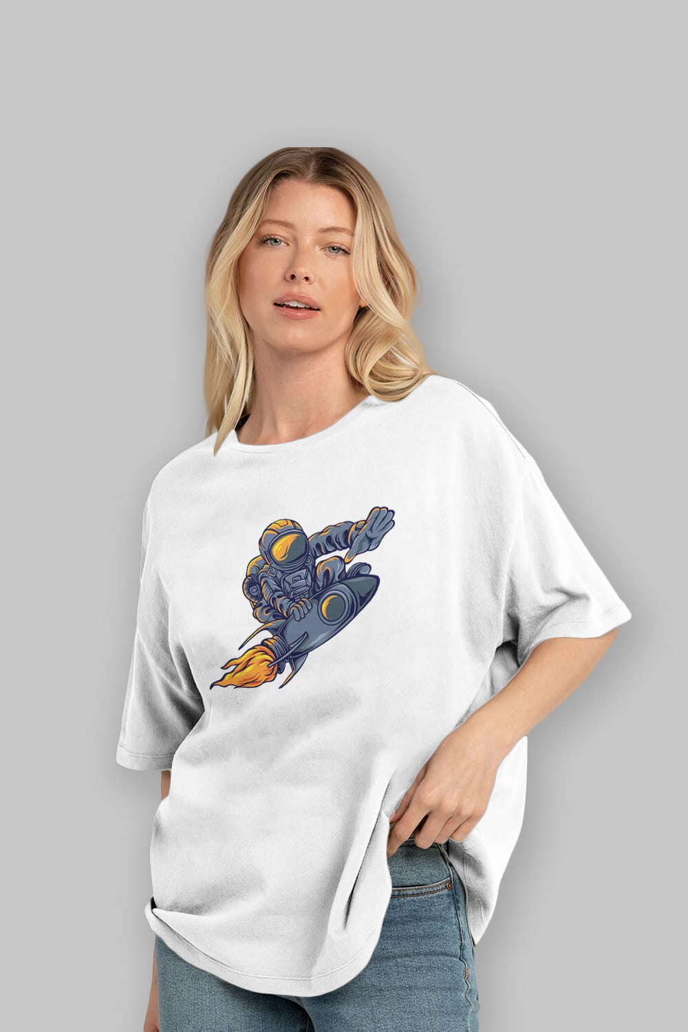 Astrocket Illustration Tshirt Ön Baskılı Oversize t-shirt Erkek Kadın Unisex