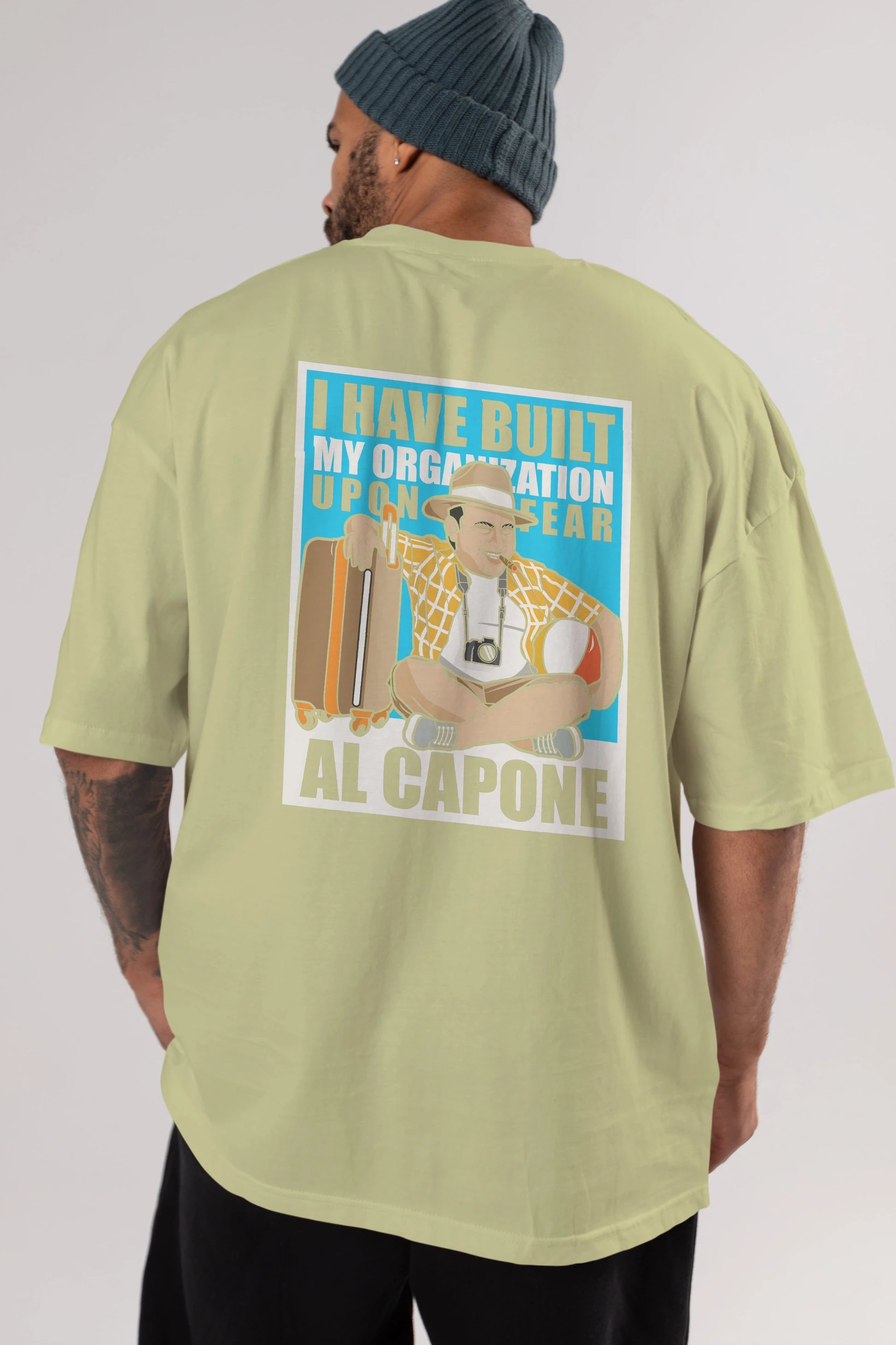 Al Capone Holiday Arka Baskılı Oversize t-shirt Erkek Kadın Unisex %100 Pamuk tişort