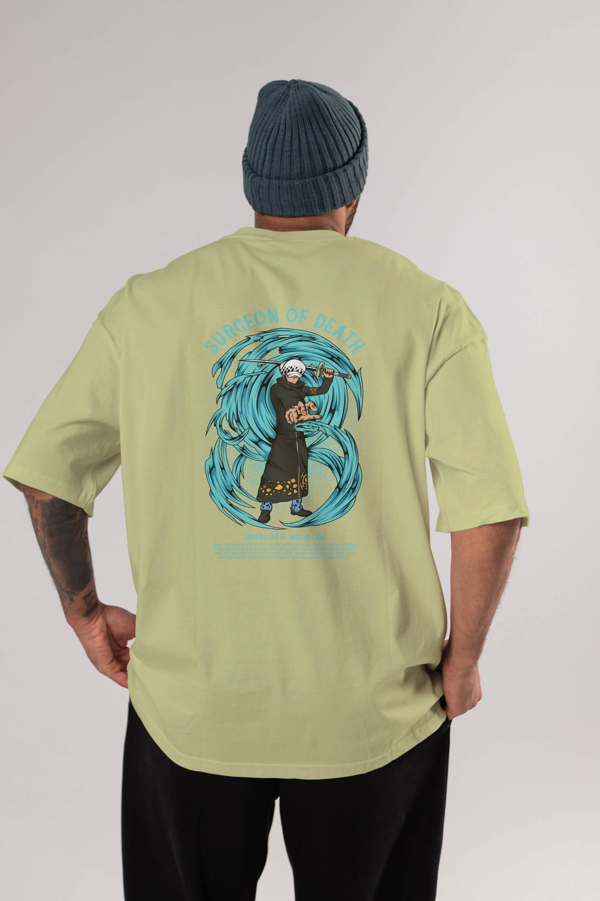 Trafalgad D. Water Law Anime Arka Baskılı Oversize t-shirt Erkek Kadın Unisex