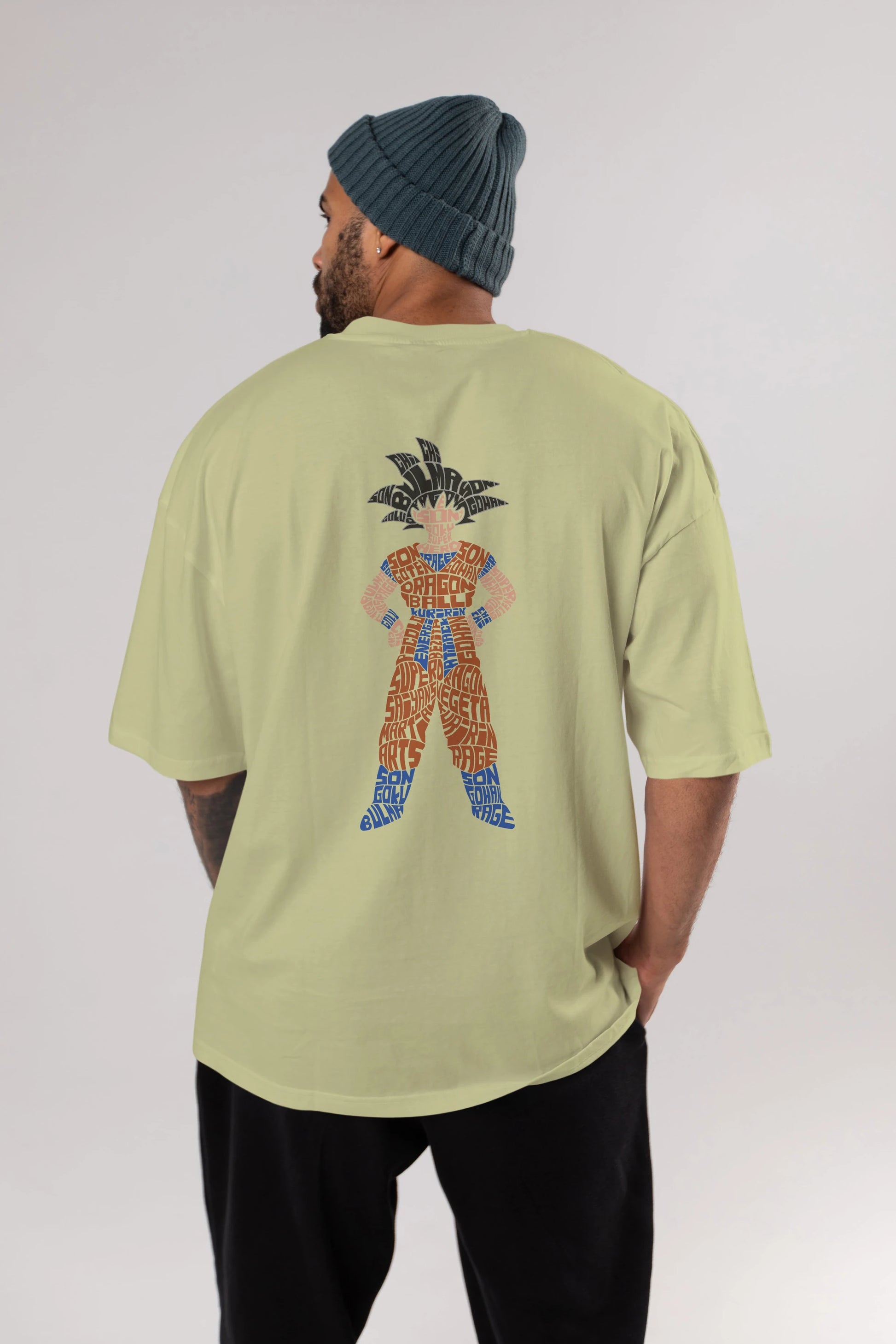 Goku Arka Baskılı Oversize t-shirt %100 pamuk Erkek Kadın Unisex