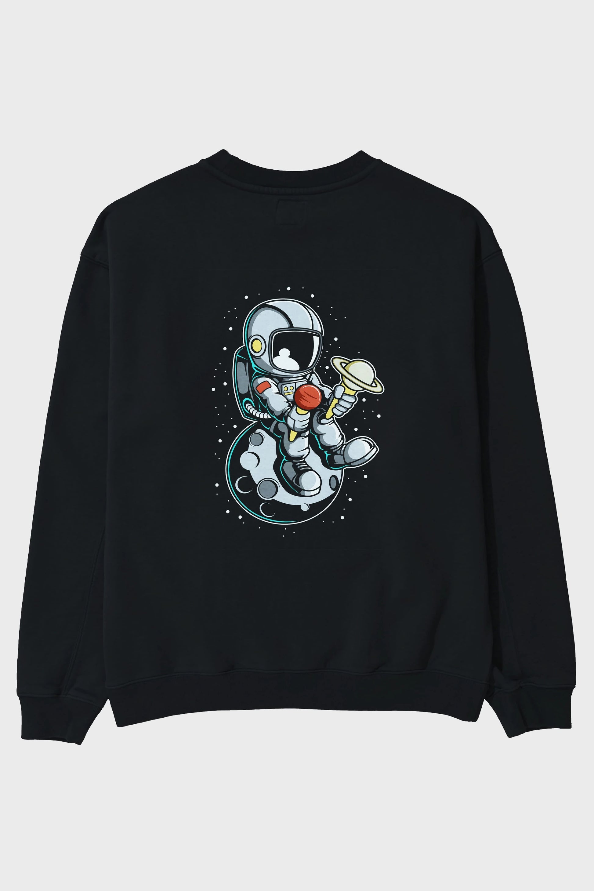 Astronaut Ice Cream (2) Arka Baskılı Oversize Sweatshirt Erkek Kadın Unisex