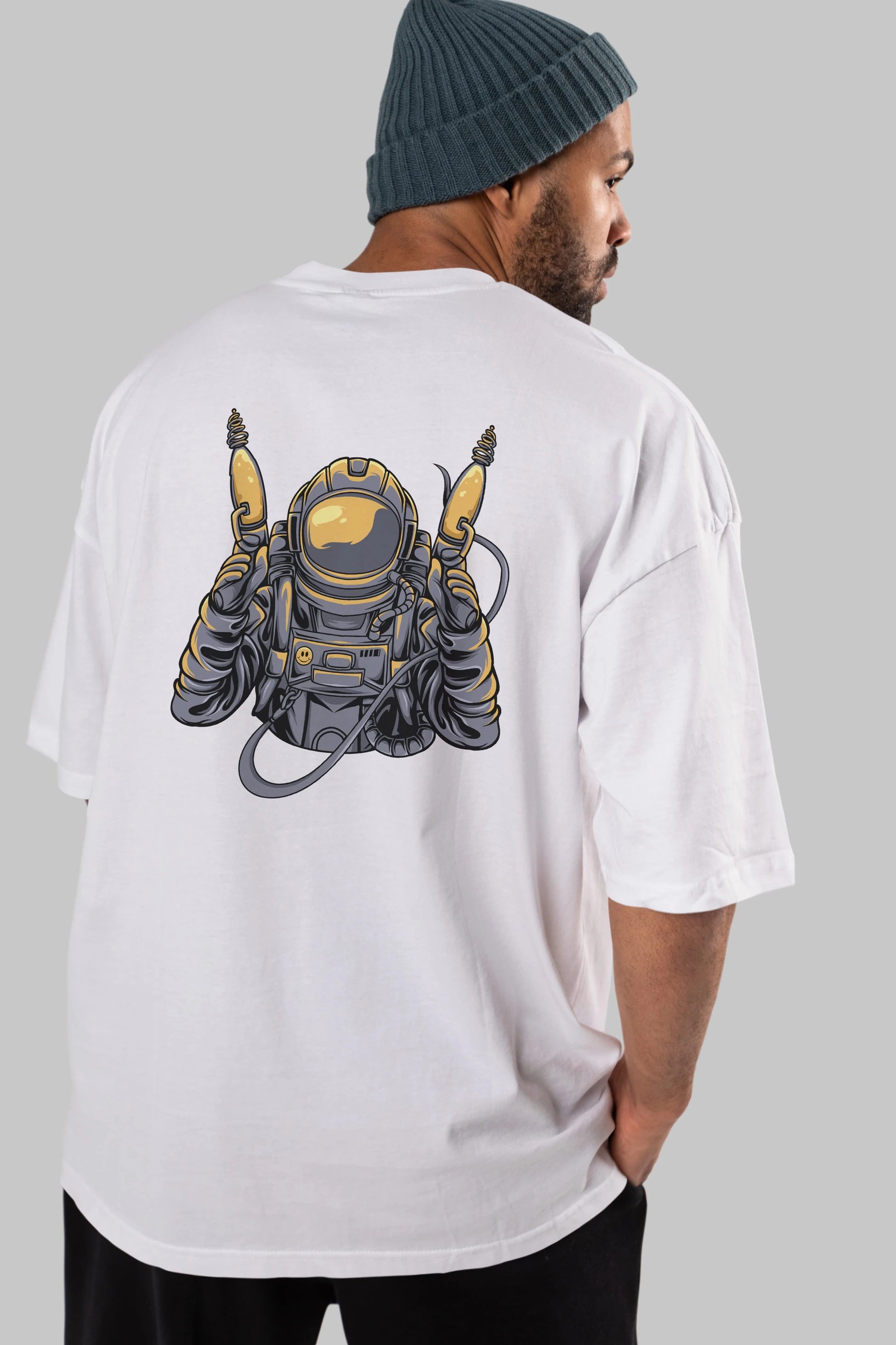 Alien Hunter Arka Baskılı Oversize t-shirt Erkek Kadın Unisex