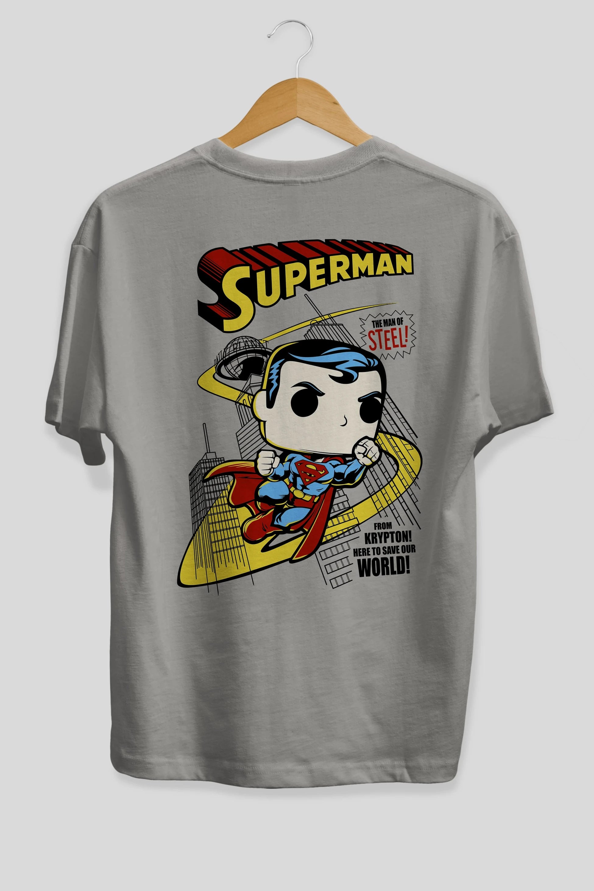 Superman (2) Arka Baskılı Oversize t-shirt Erkek Kadın Unisex %100 Pamuk Bisiklet Yaka tişort