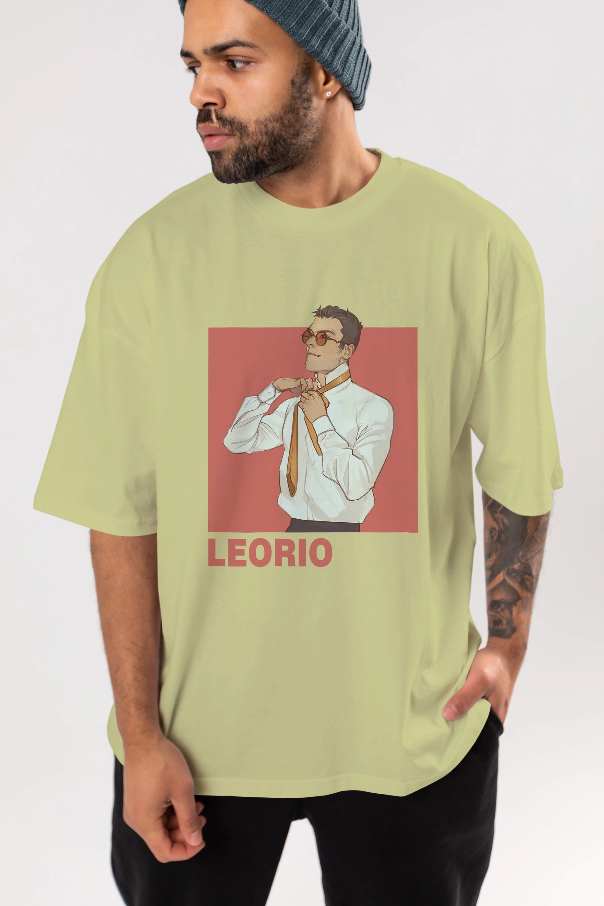 Leorio Paladiknight 5 Anime Ön Baskılı Oversize t-shirt %100 pamuk Erkek Kadın Unisex