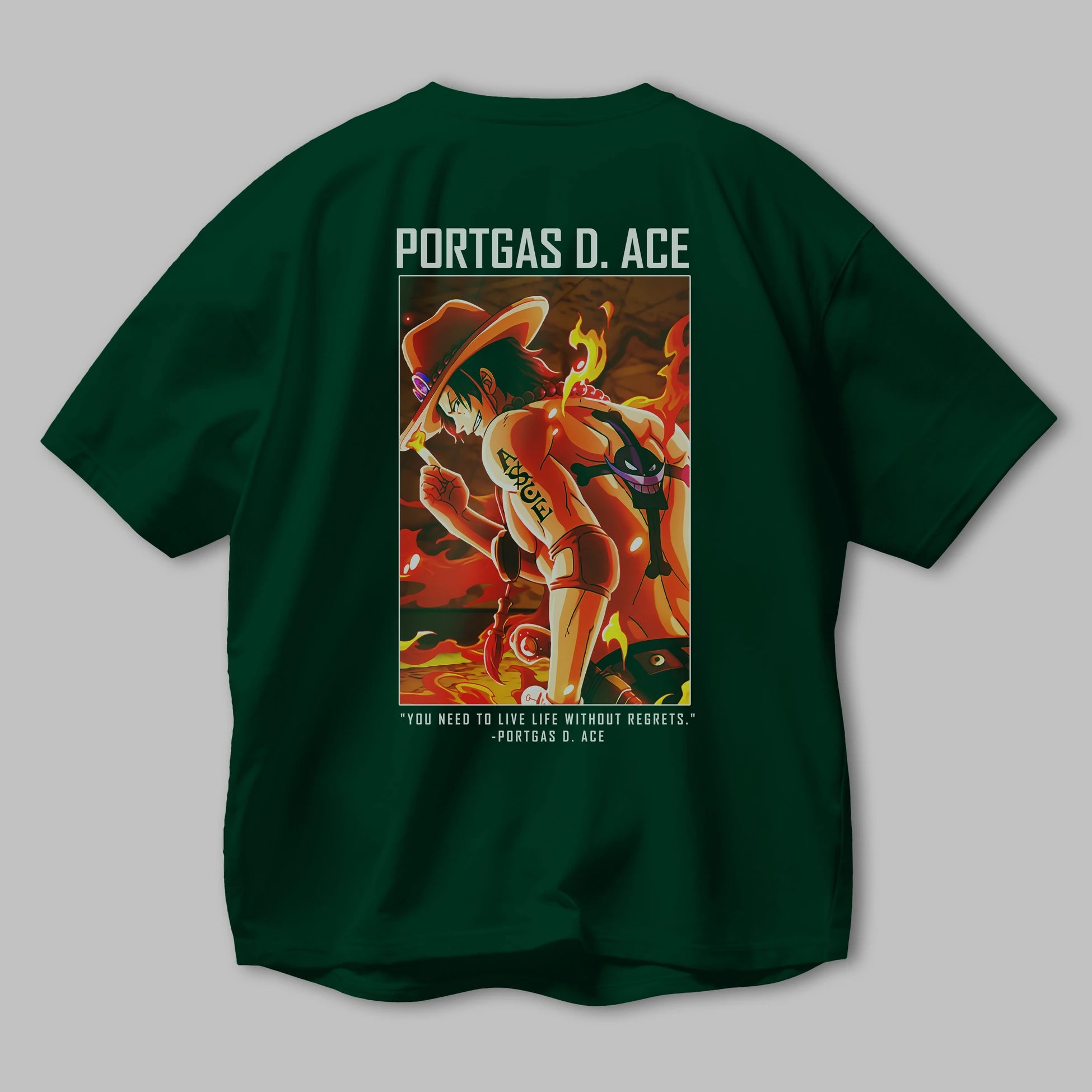 Portgas D. Ace Anime Arka Baskılı Oversize t-shirt Erkek Kadın Unisex %100 pamuk tişort