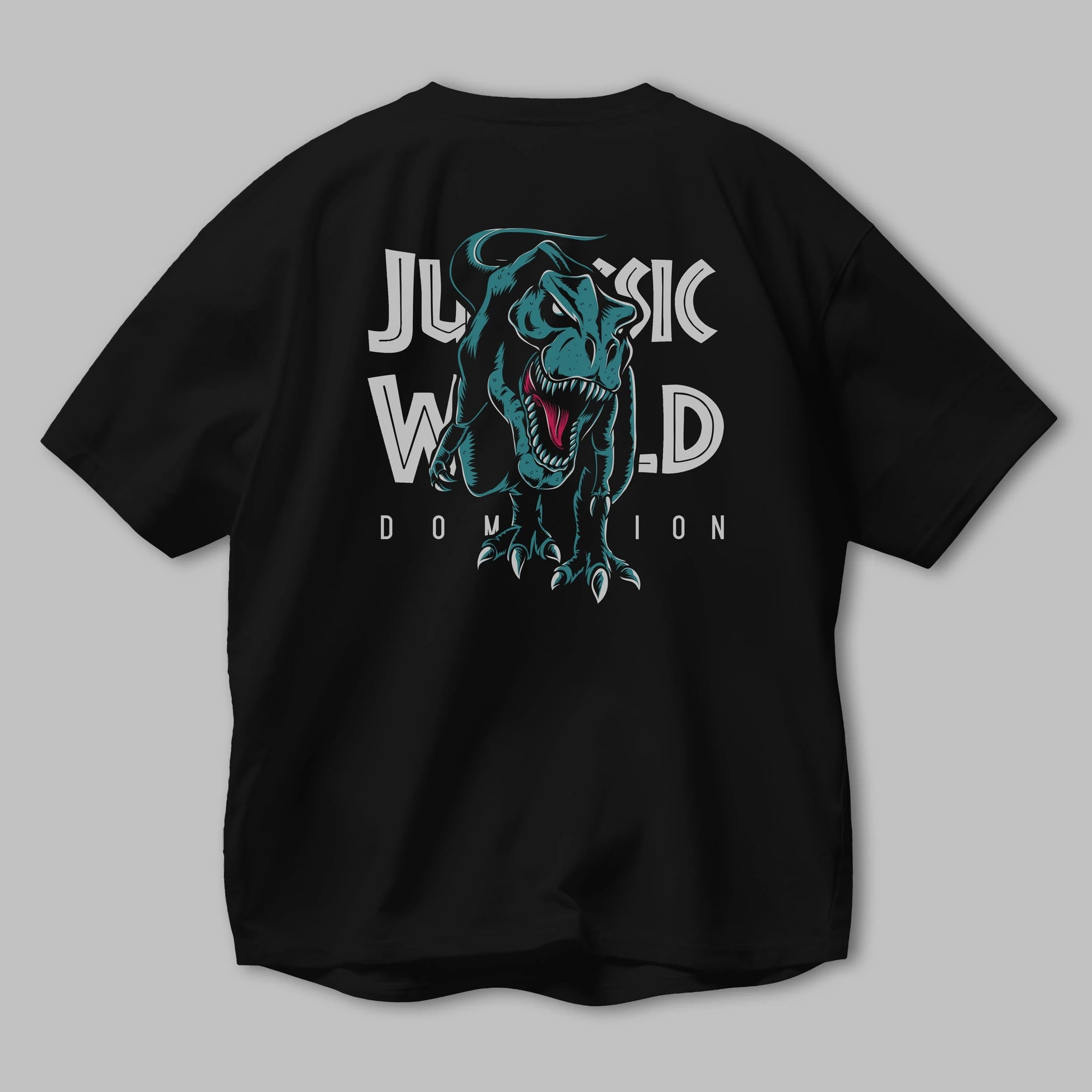 Jurassic Park (1) Arka Baskılı Oversize t-shirt Erkek Kadın Unisex %100 Pamuk Bisiklet Yaka tişort
