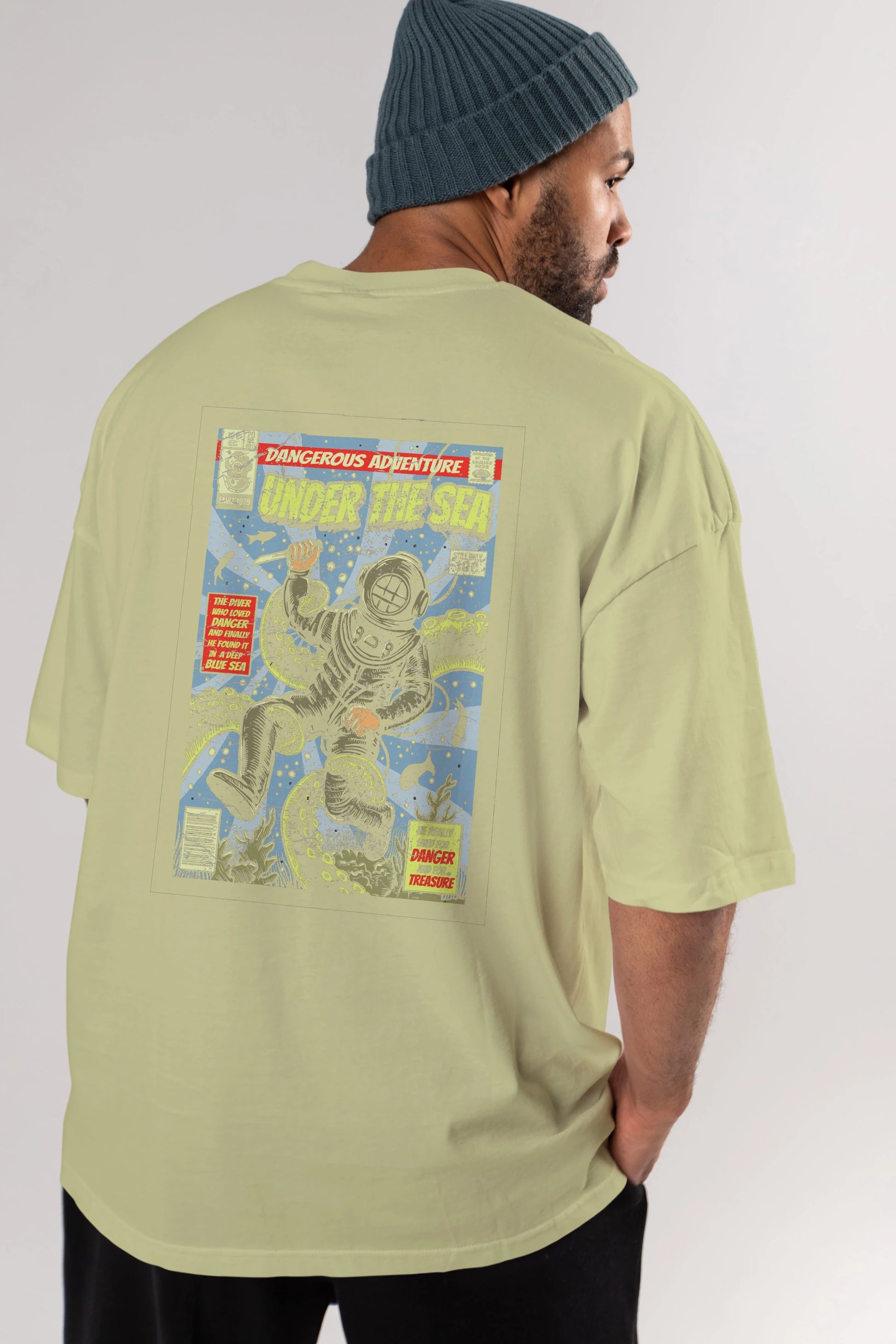 Under The Sea Arka Baskılı Oversize t-shirt Erkek Kadın Unisex %100 Pamuk