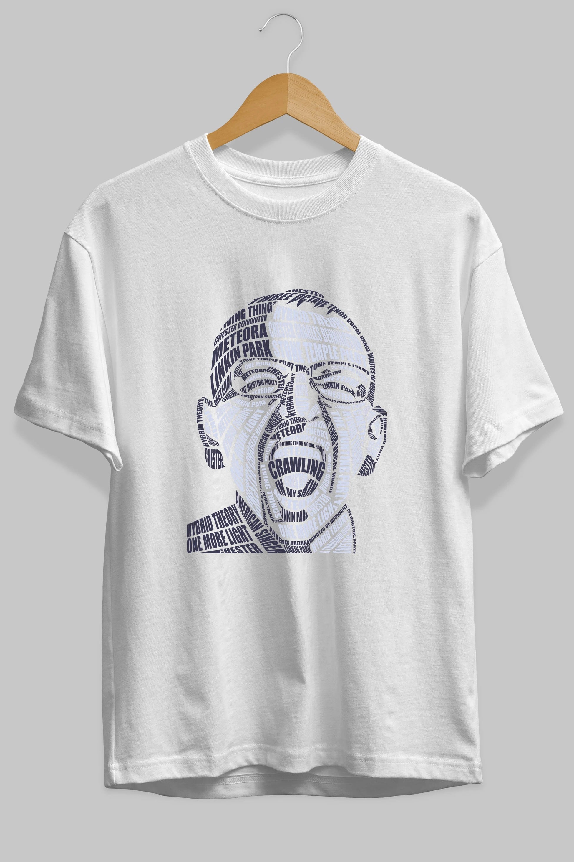Chester Bennington Calligram Ön Baskılı Oversize t-shirt %100 pamuk Erkek Kadın Unisex
