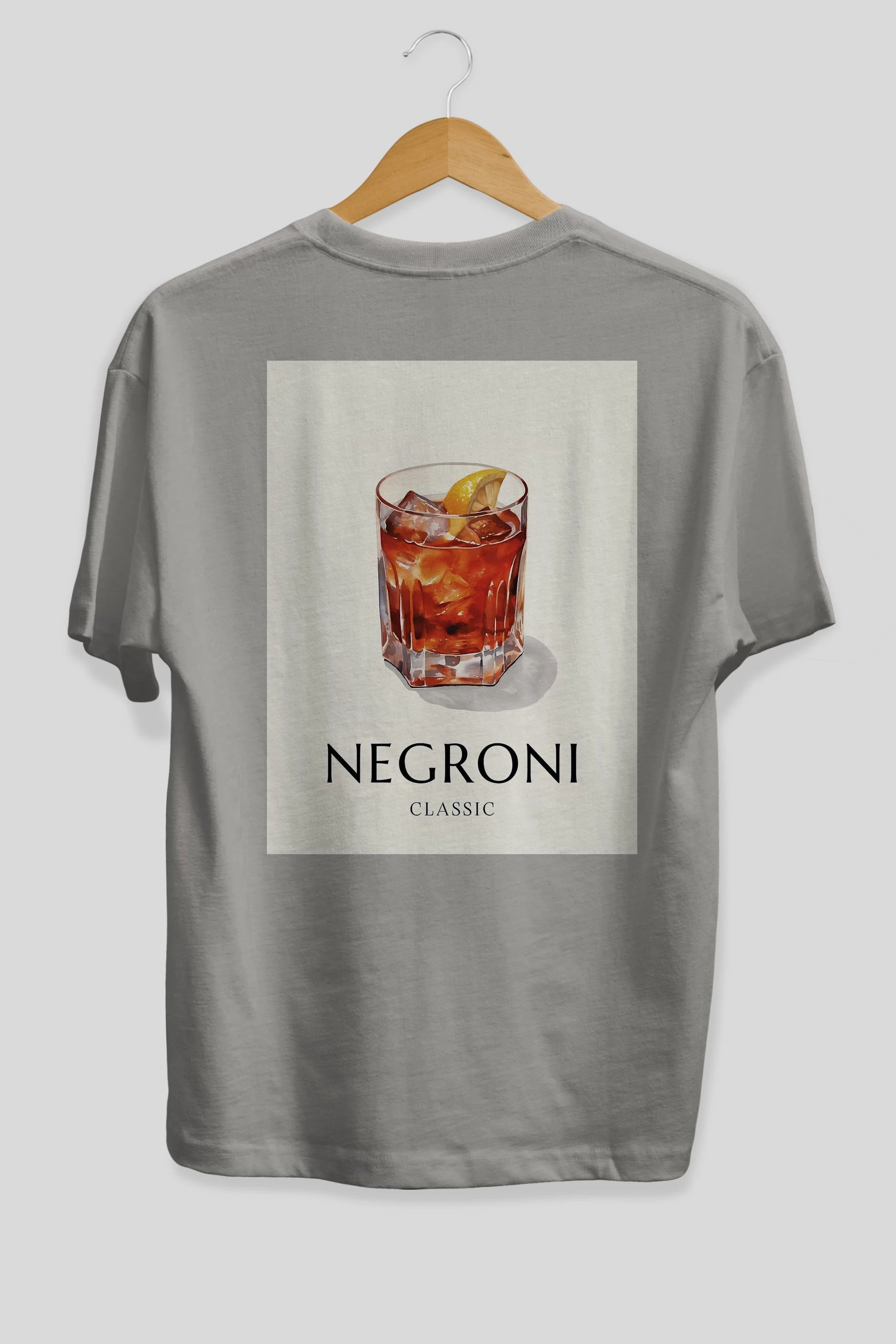 Negroni Classic Arka Baskılı Oversize t-shirt Erkek Kadın Unisex %100 Pamuk Bisiklet Yaka tişort