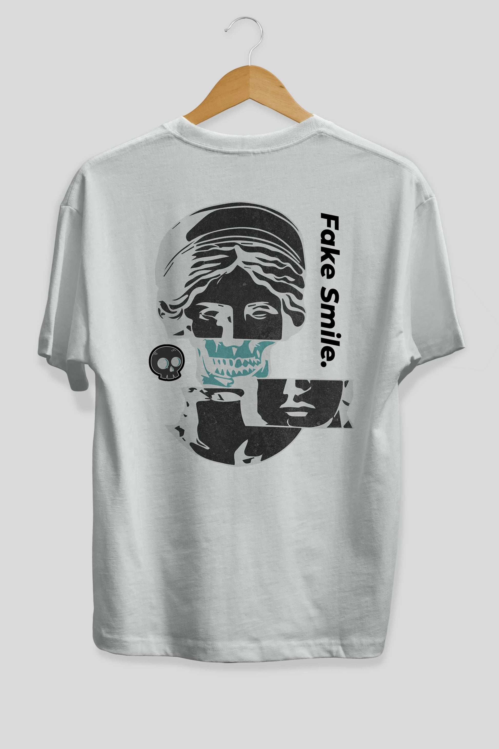 Fake Smile Yazılı Arka Baskılı Oversize t-shirt Erkek Kadın Unisex