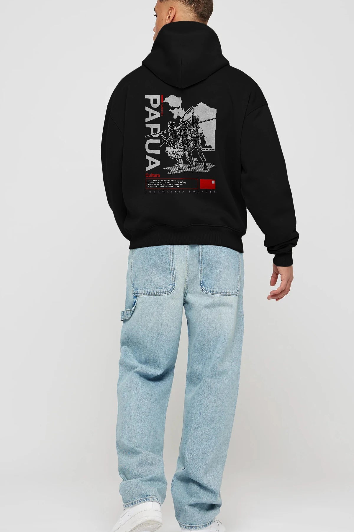 Papua Culture Arka Baskılı Hoodie Oversize Kapüşonlu Sweatshirt Erkek Kadın Unisex