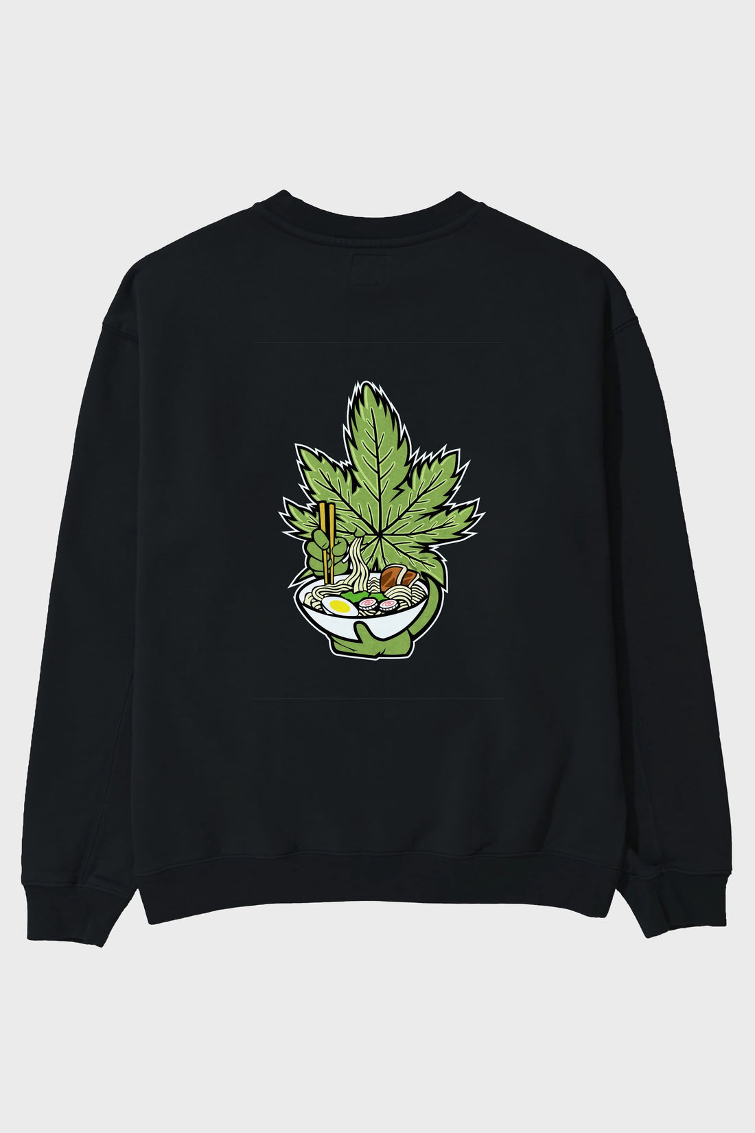 Weed Ramen Arka Baskılı Oversize Sweatshirt Erkek Kadın Unisex