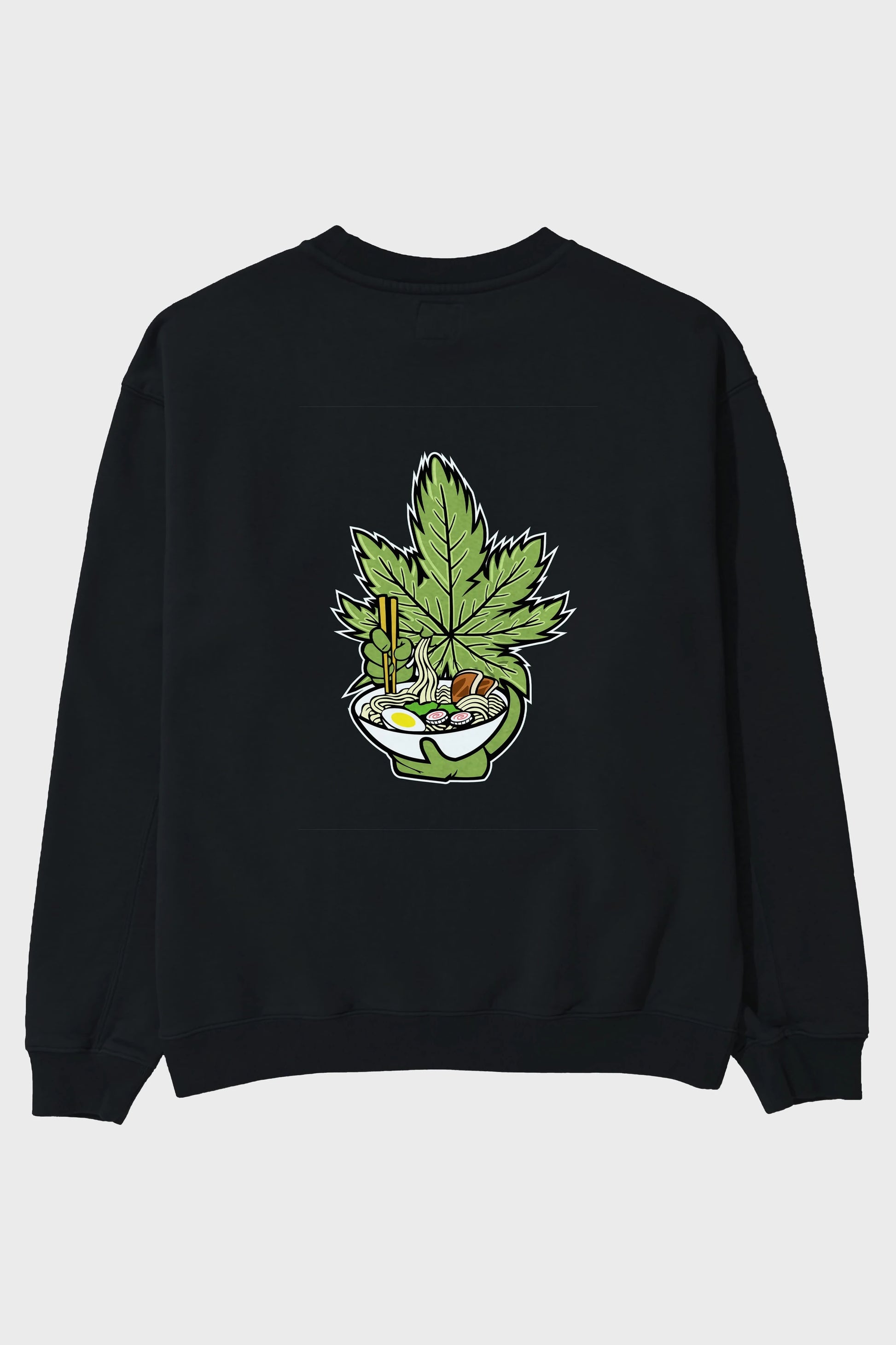 Weed Ramen Arka Baskılı Oversize Sweatshirt Erkek Kadın Unisex