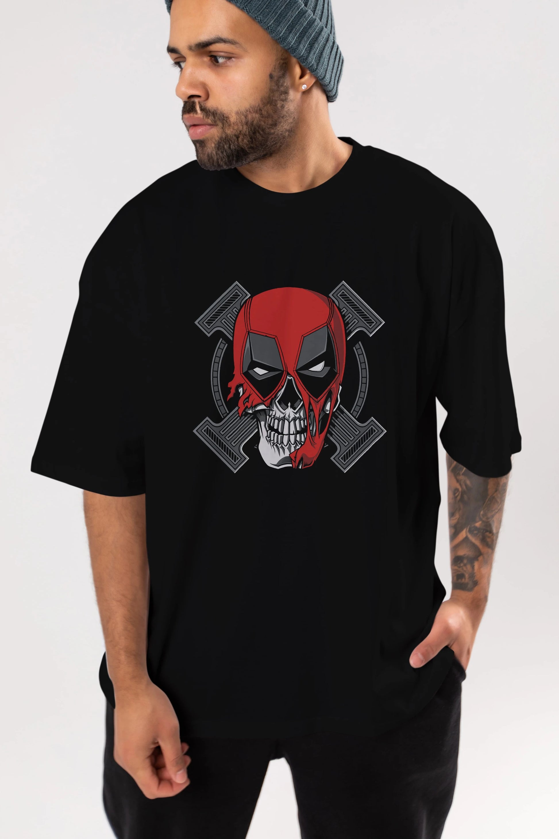 Deadpool (7) Ön Baskılı Oversize t-shirt Erkek Kadın Unisex %100 Pamuk Bisiklet Yaka tişort