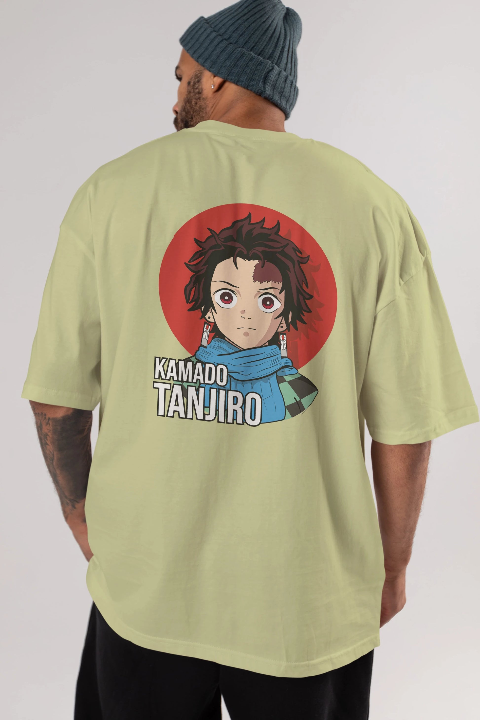 TANJIRO KAMADO Anime Arka Baskılı Oversize t-shirt Erkek Kadın Unisex