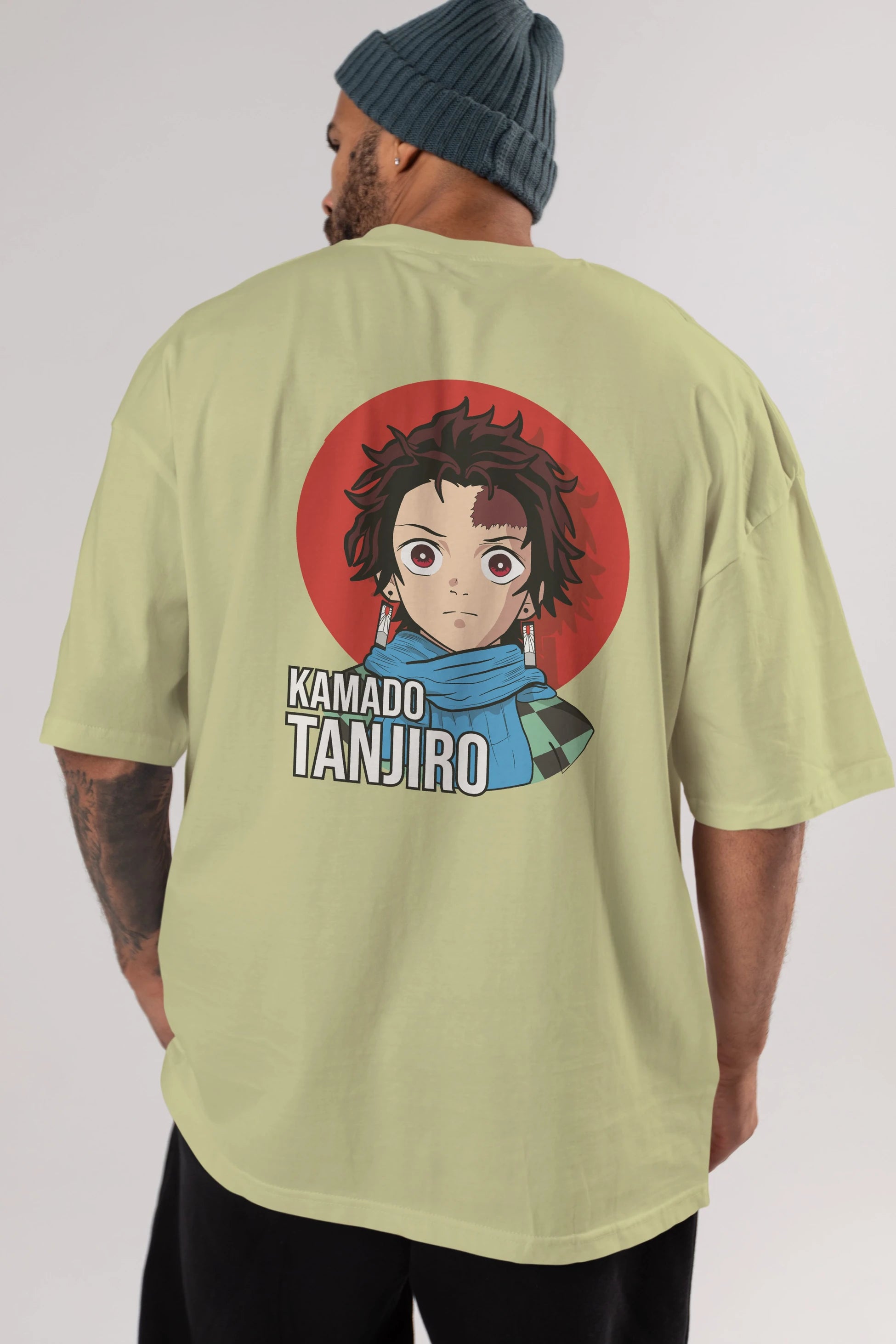 TANJIRO KAMADO Anime Arka Baskılı Oversize t-shirt Erkek Kadın Unisex