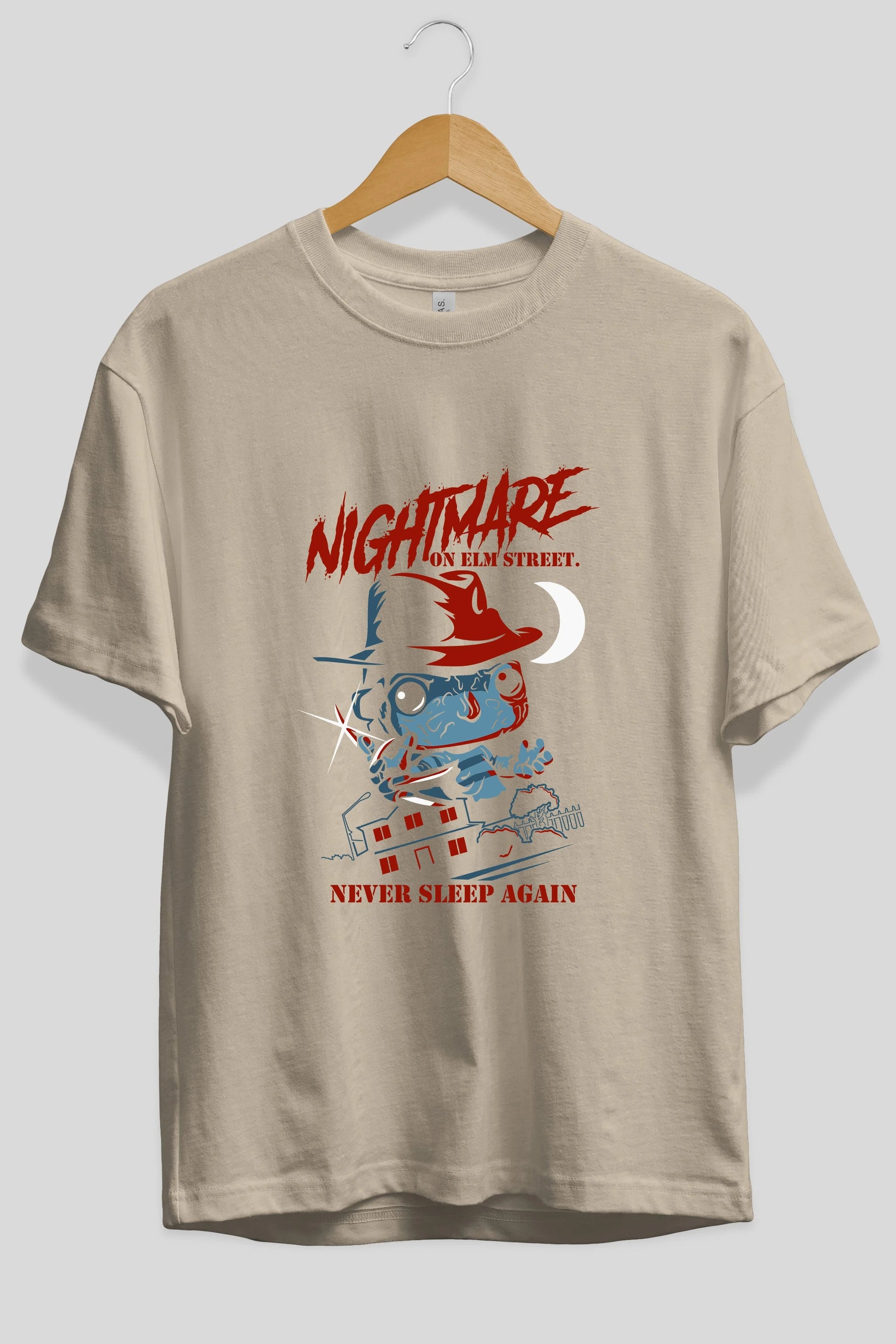 Nightmare Elm Sokağı Ön Baskılı Oversize t-shirt Erkek Kadın Unisex %100 Pamuk Bisiklet Yaka tişort
